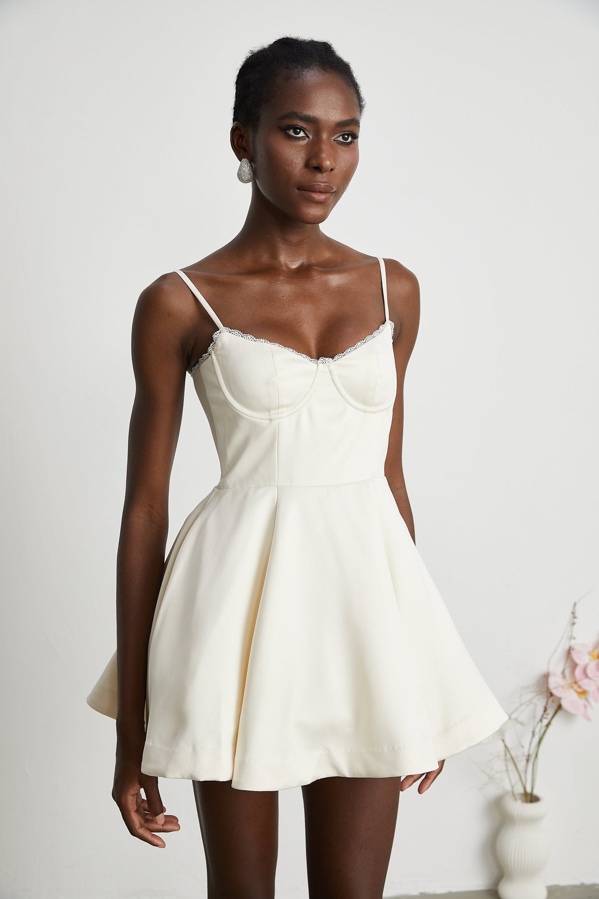 Saira tulle flared mini dress