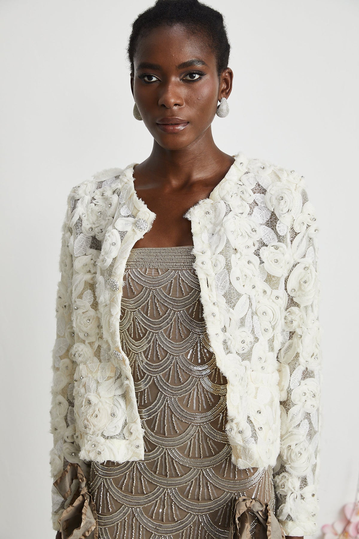 Marianne floral-appliqué embellished jacket