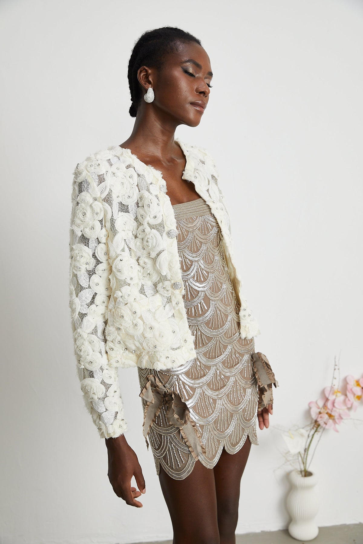 Marianne floral-appliqué embellished jacket