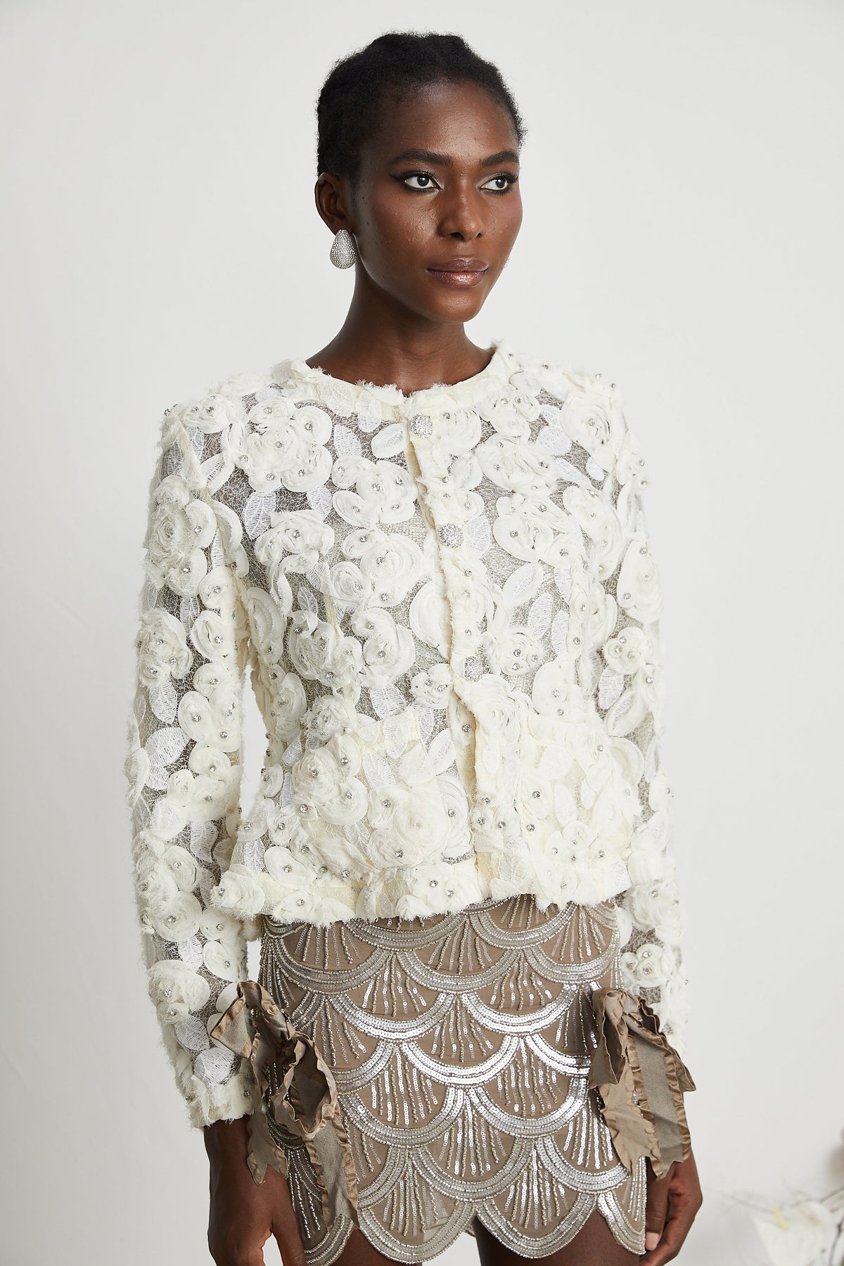 Marianne floral-appliqué embellished jacket