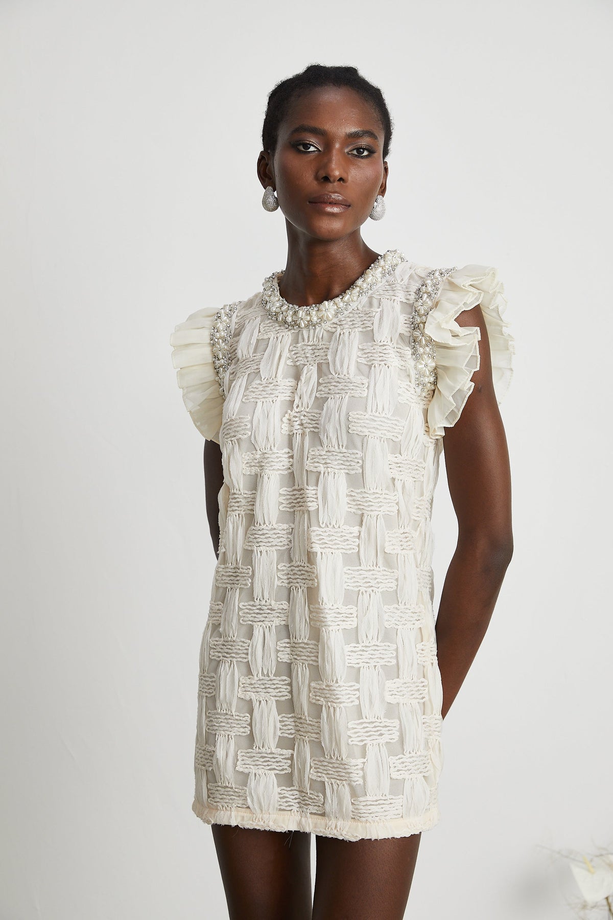 Bernadette interwoven embellished mini dress