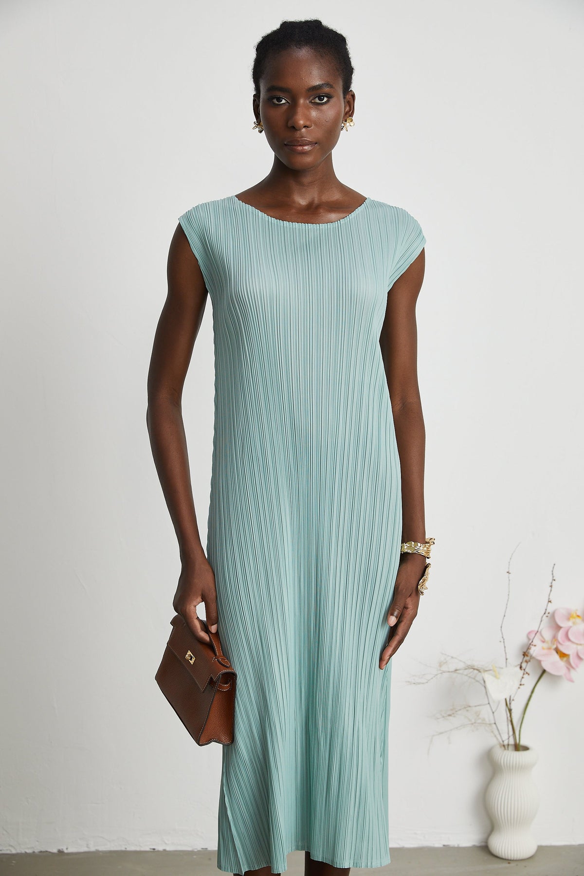 Éloïse faux-flower knitted dress & coat matching set