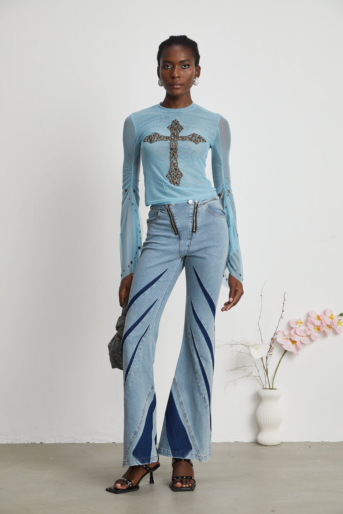 Émmanuelle semi-sheer stud-embellished top (Final Sale-US Only)