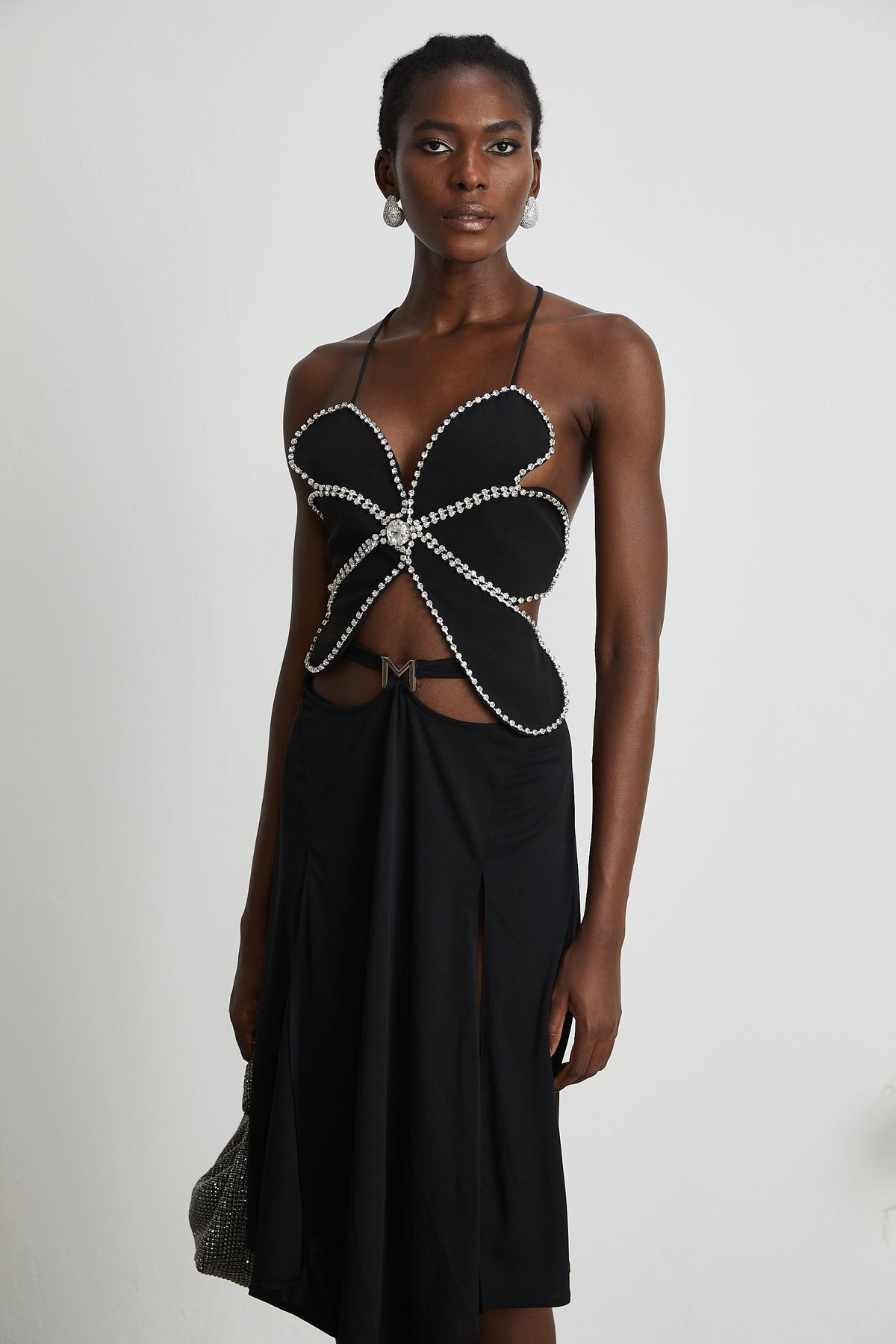 Caribe logo-plaque midi skirt