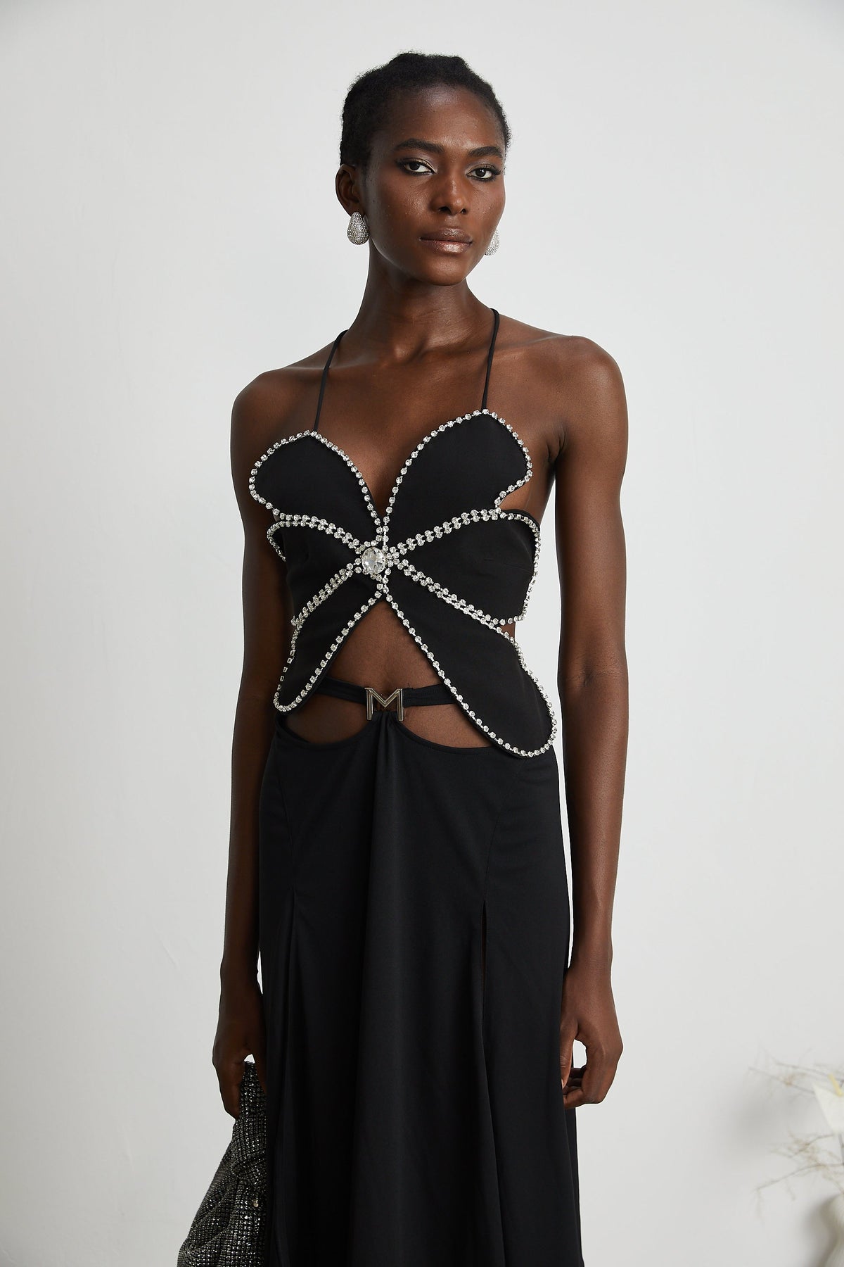 Caribe logo-plaque midi skirt - Black