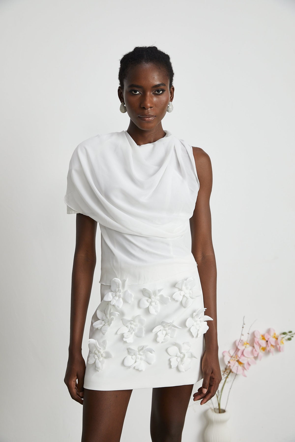 Jeanne white chiffon blouse