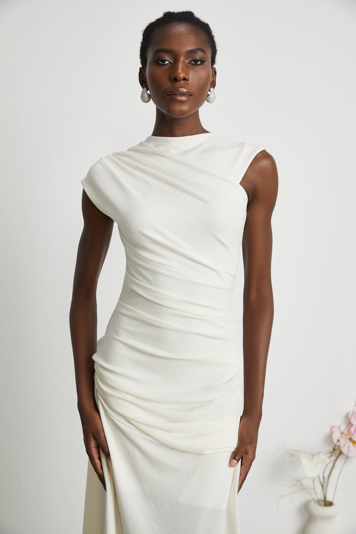Lanetta jersey-knit draped maxi dress