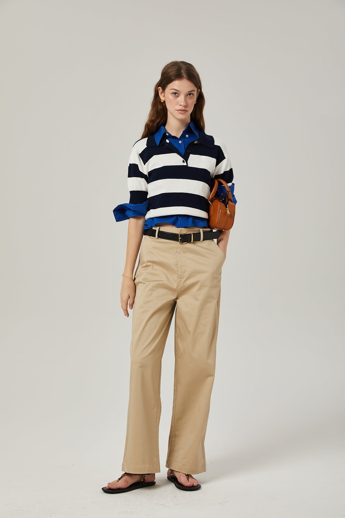 Adèle color-block striped shirt - Black and White