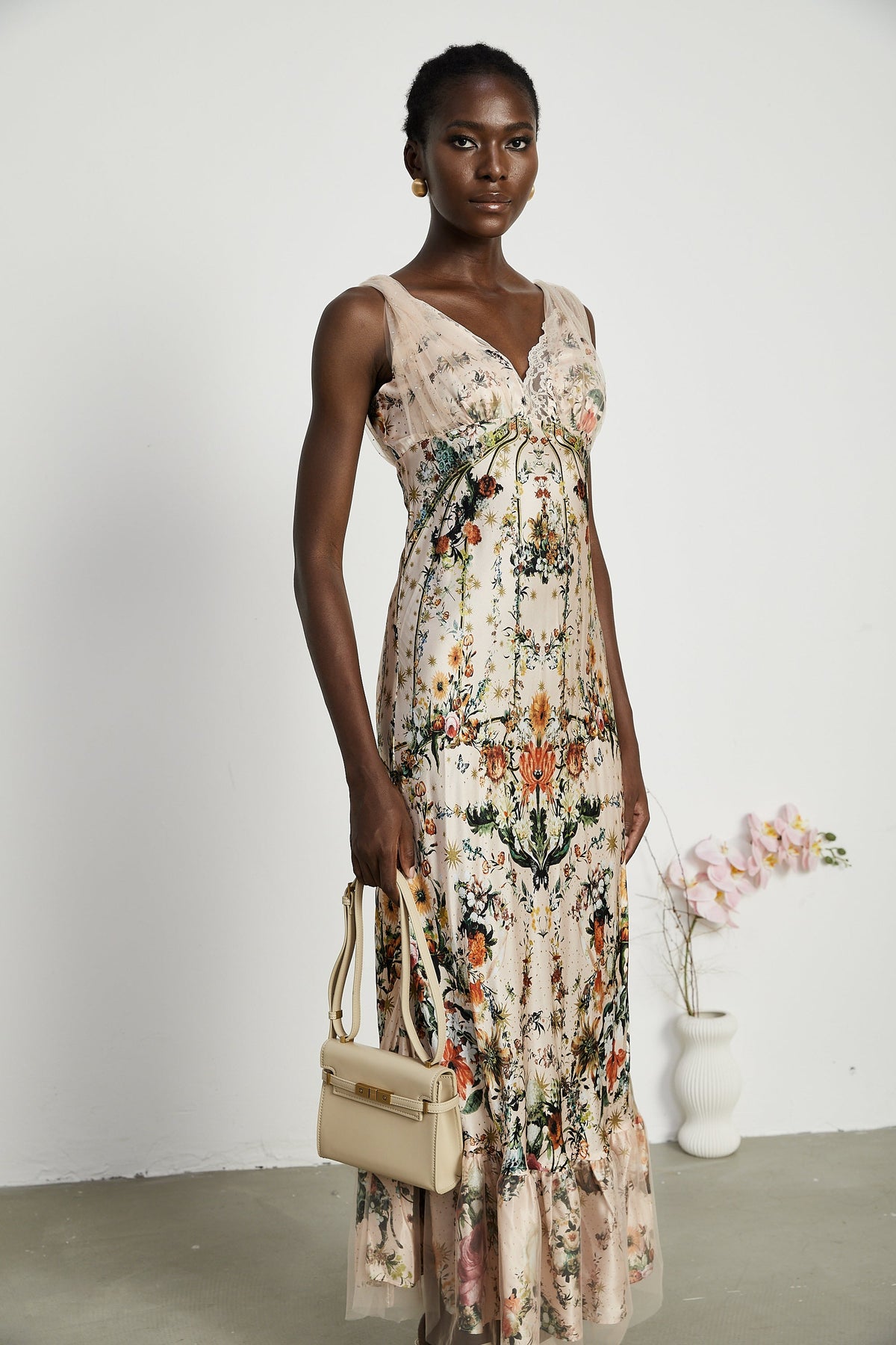 Solada embellished floral-print maxi dress