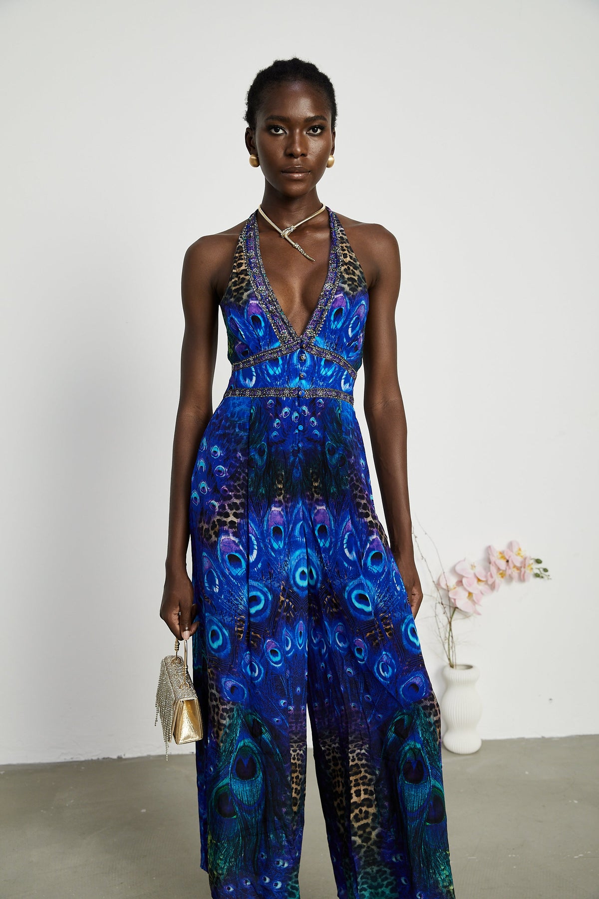 Felicia silk halterneck jumpsuit