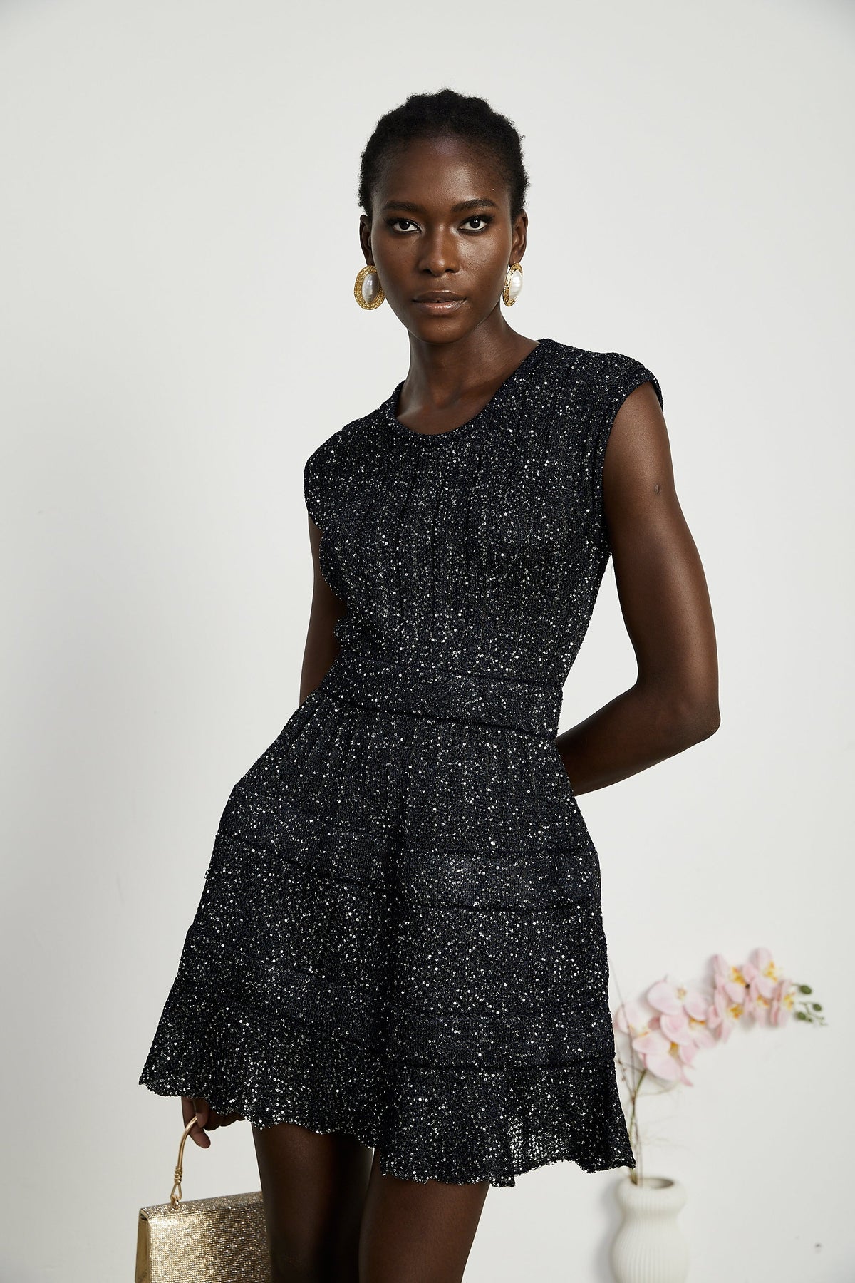 Cordelia sequin-embellished tiered mini dress