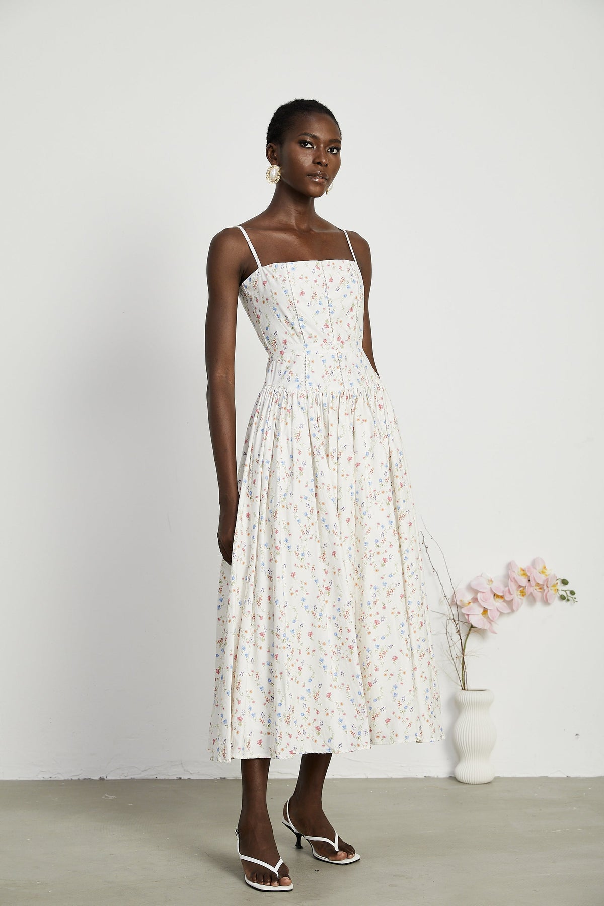 Raphaëlle floral-print pleated midi dress