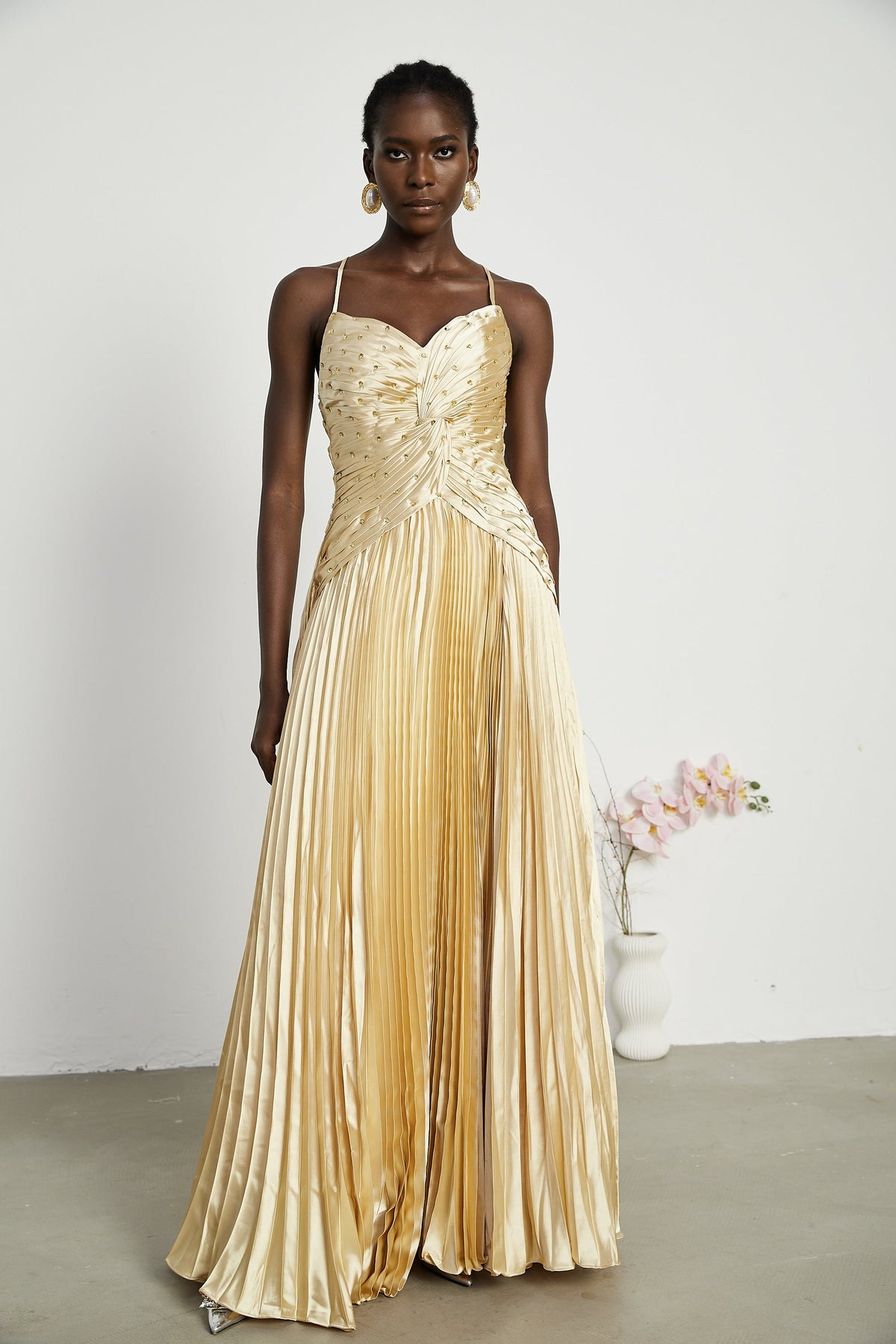 Eline pleated maxi dress