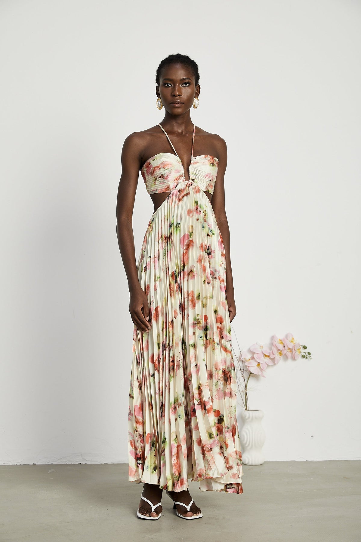Andréa cut-out floral-print pleated maxi dress (Final Sale-US Only)