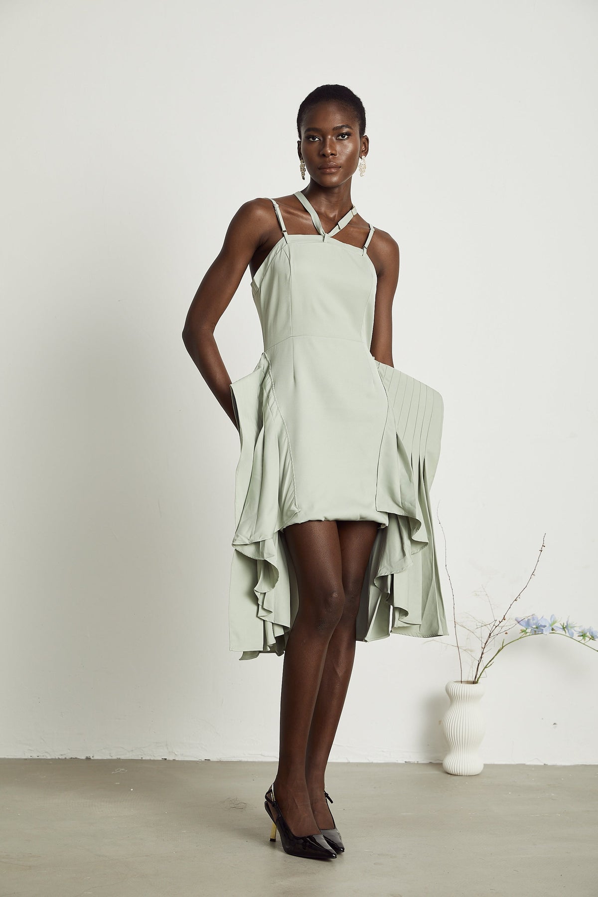 Michel layered-hemline mini dress