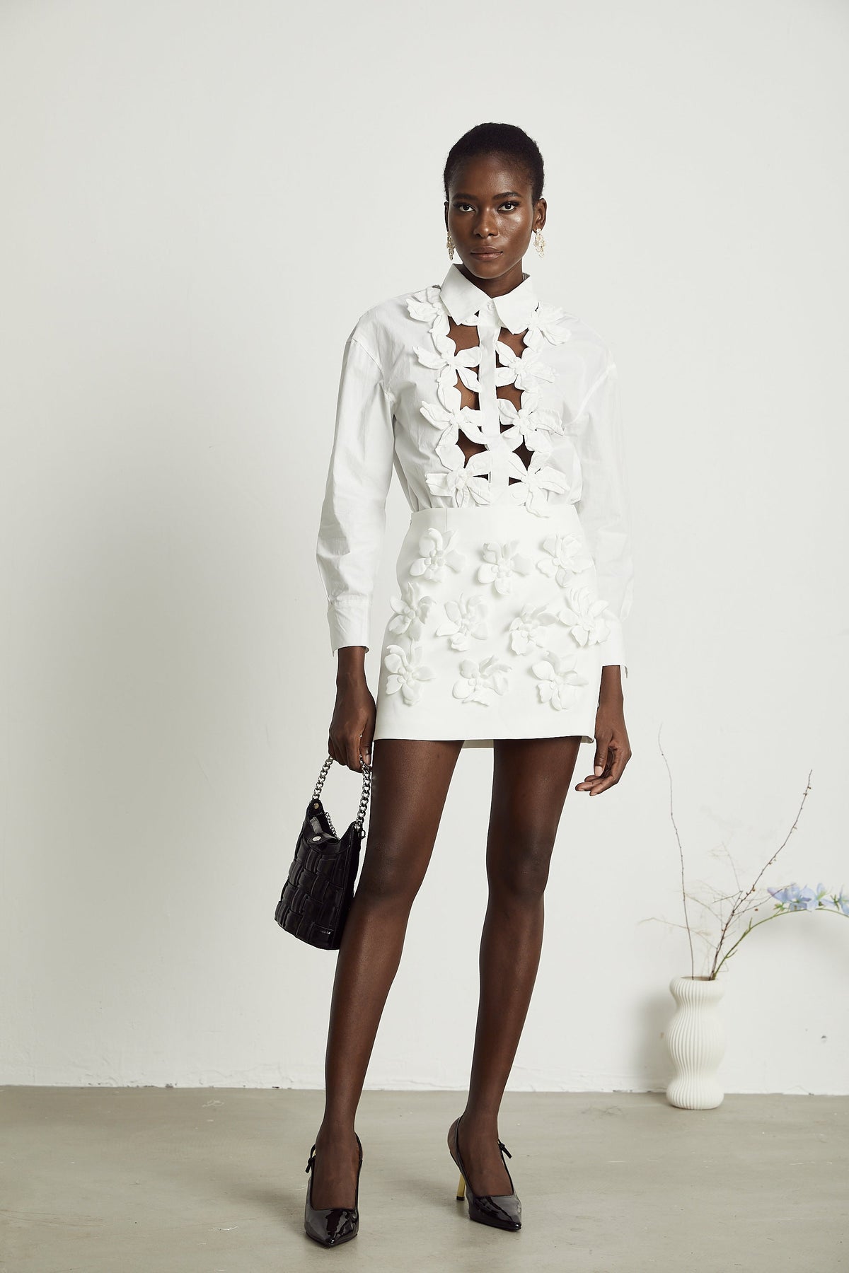 Rosalie white floral cut-out shirt (Final Sale)