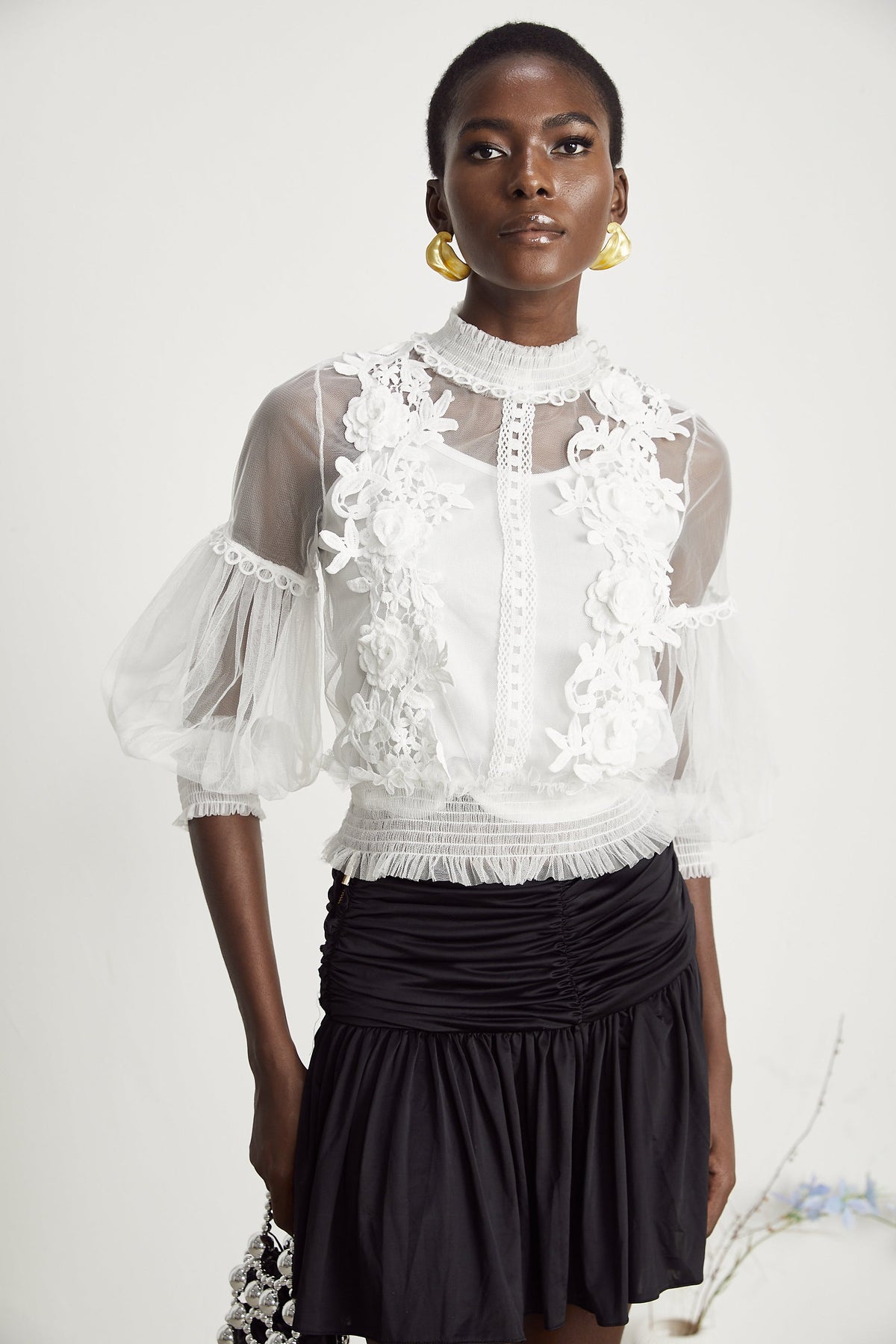 Aiza floral semi-sheer top