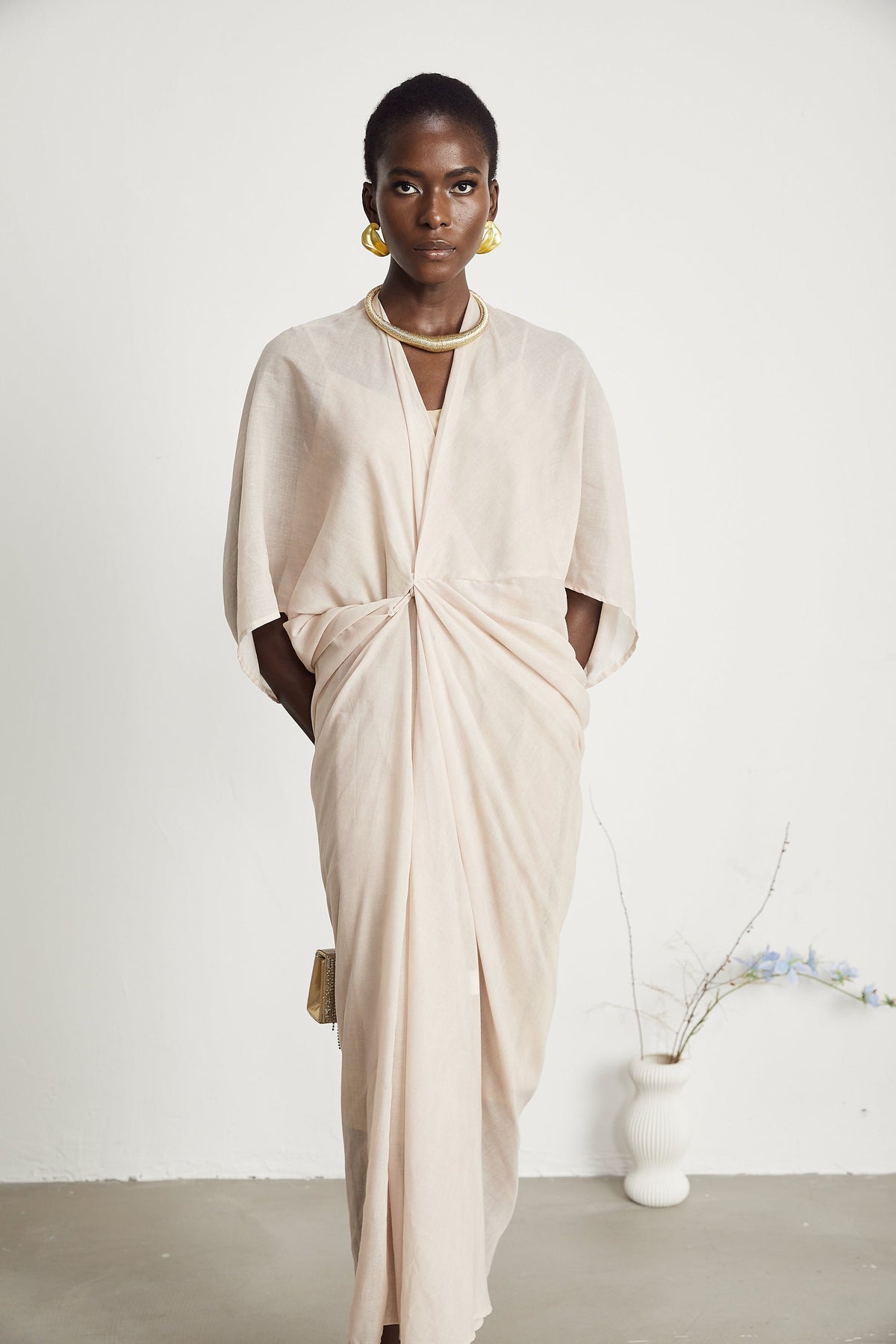Solène semi-sheer V-neck midi dress (Final Sale-US Only)