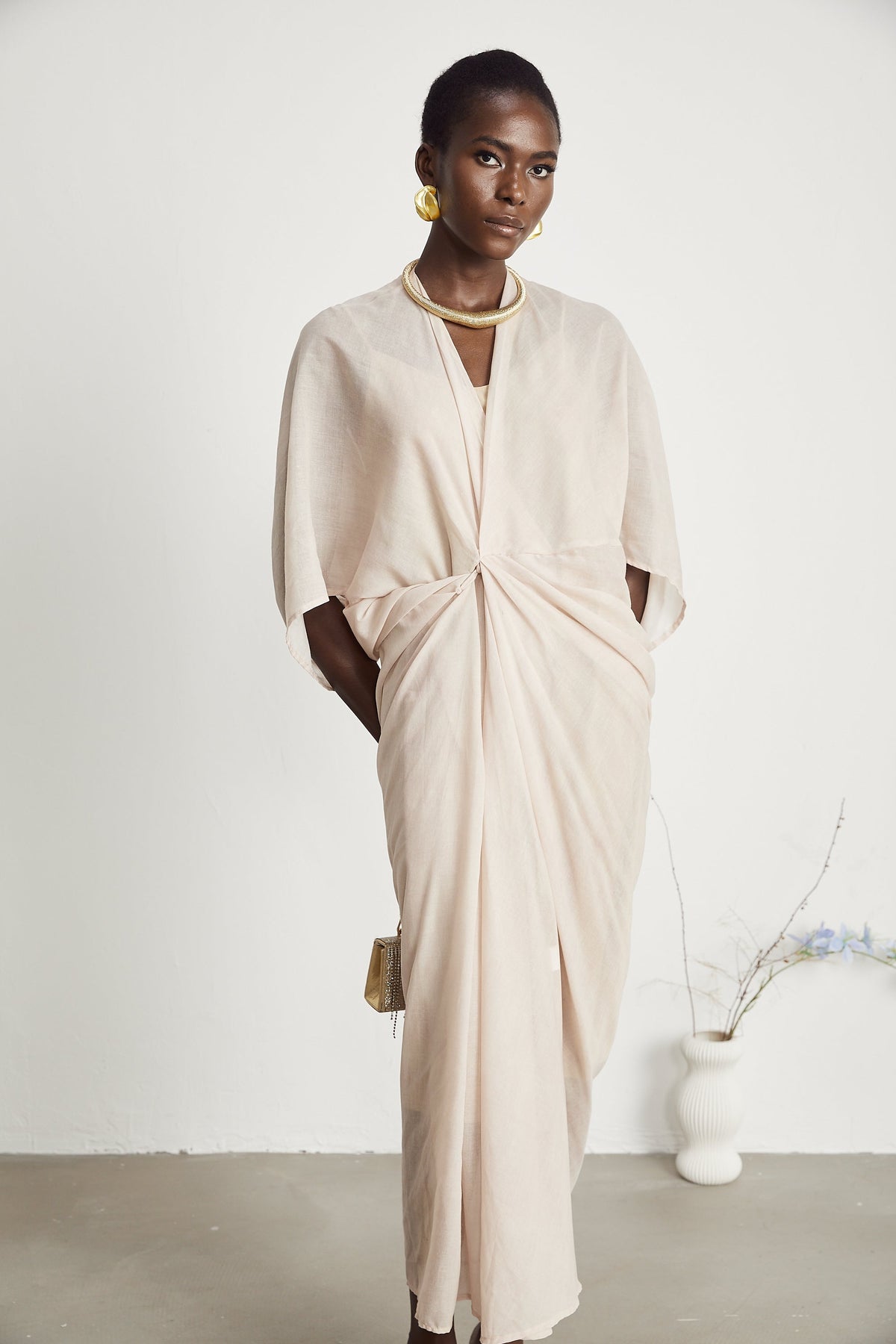 Solène semi-sheer V-neck midi dress (Final Sale-US Only)