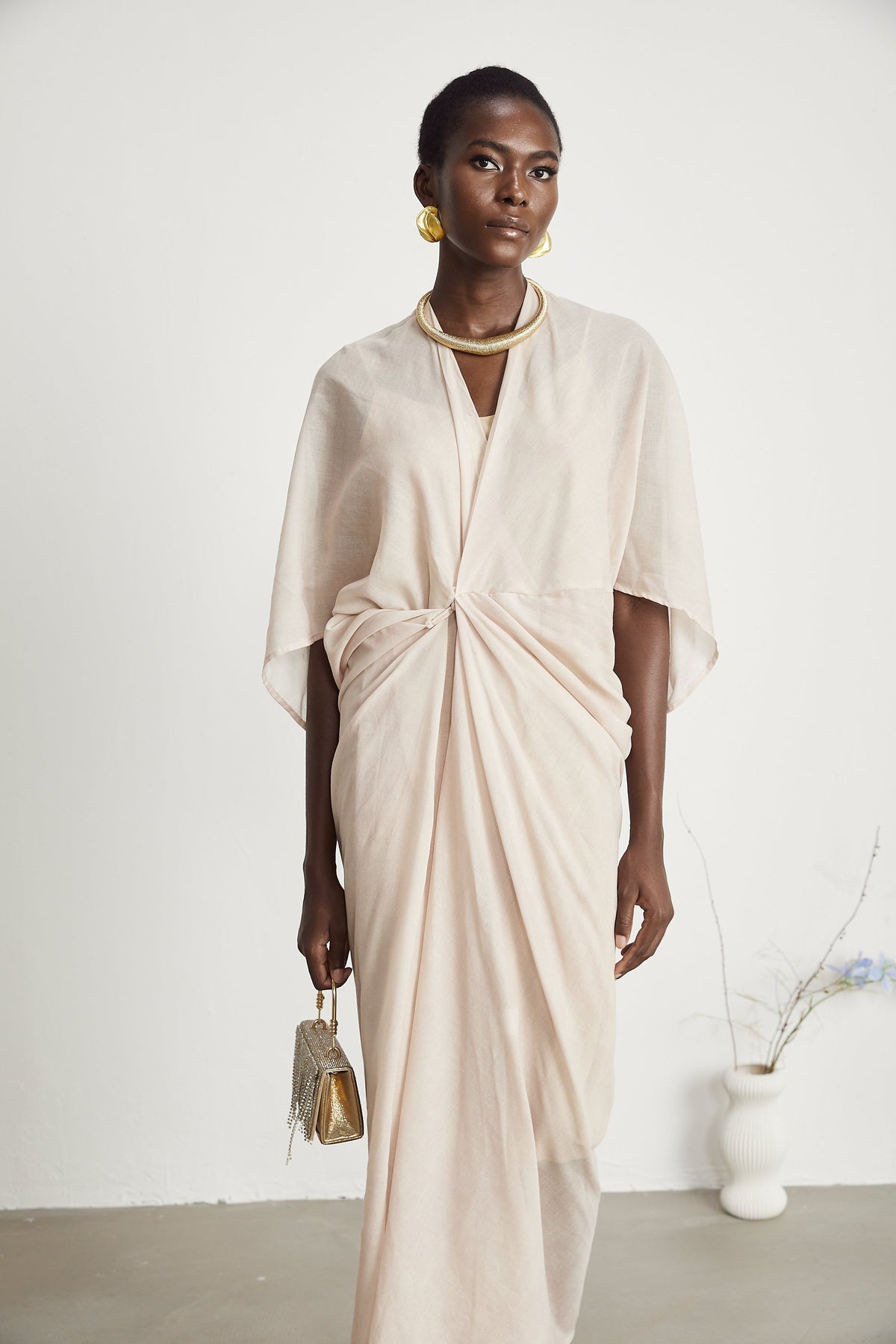 Solène semi-sheer V-neck midi dress (Final Sale-US Only)