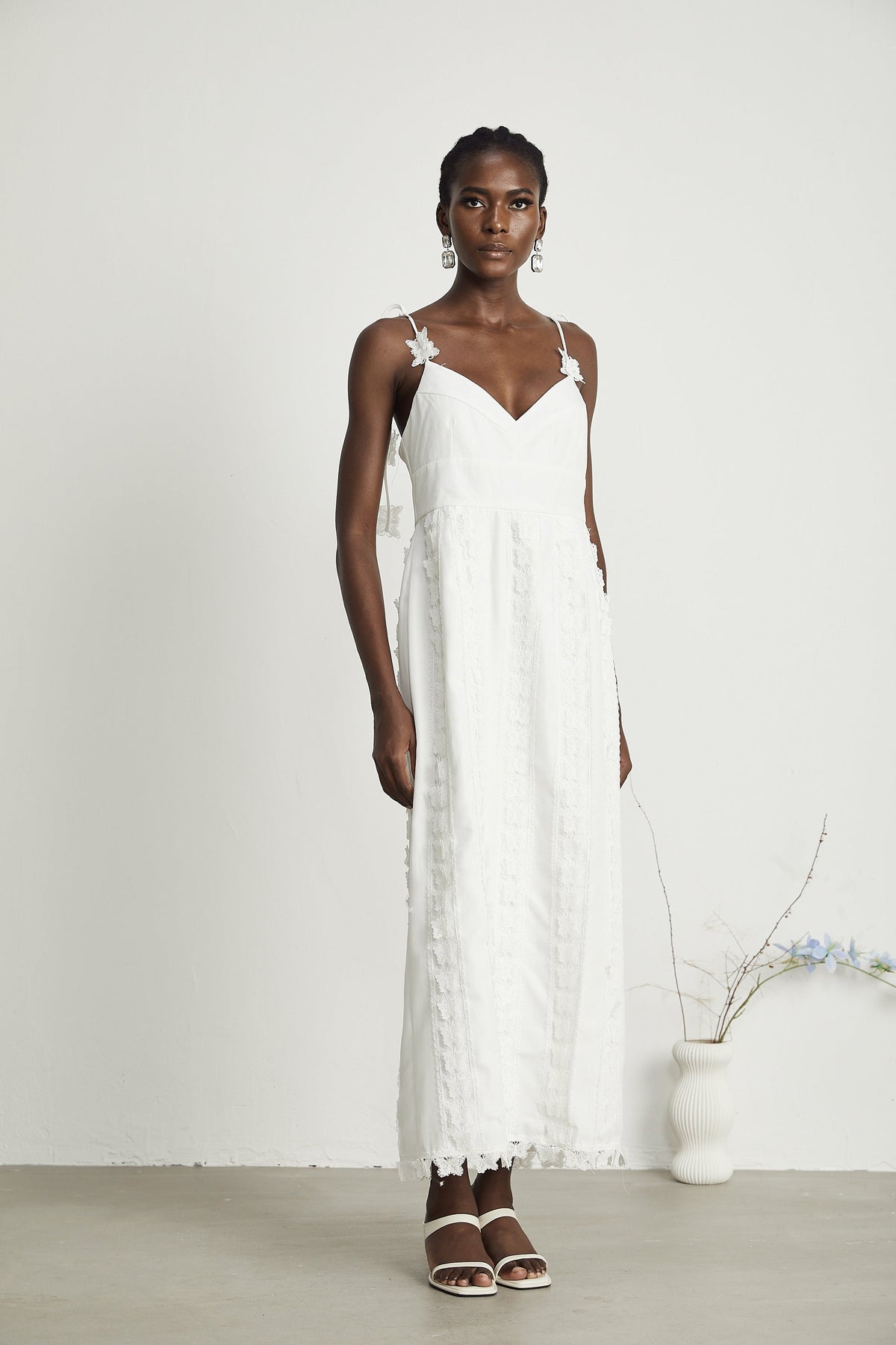 Renée lace-butterfly embroidered midi dress