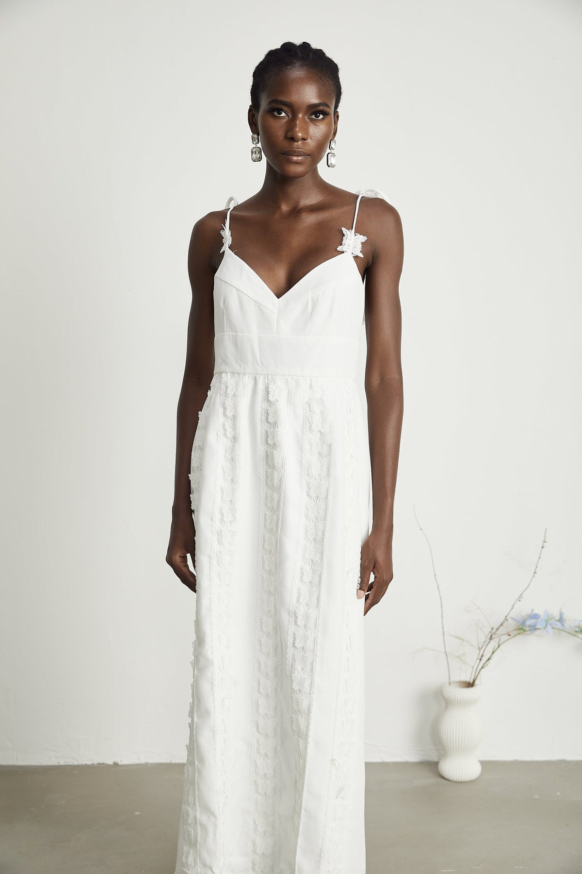 Renée lace-butterfly embroidered midi dress