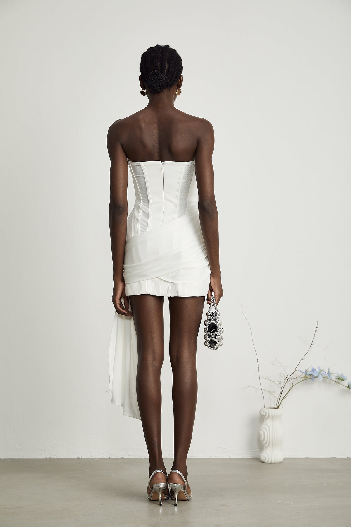 Fleur boned pleated mini dress