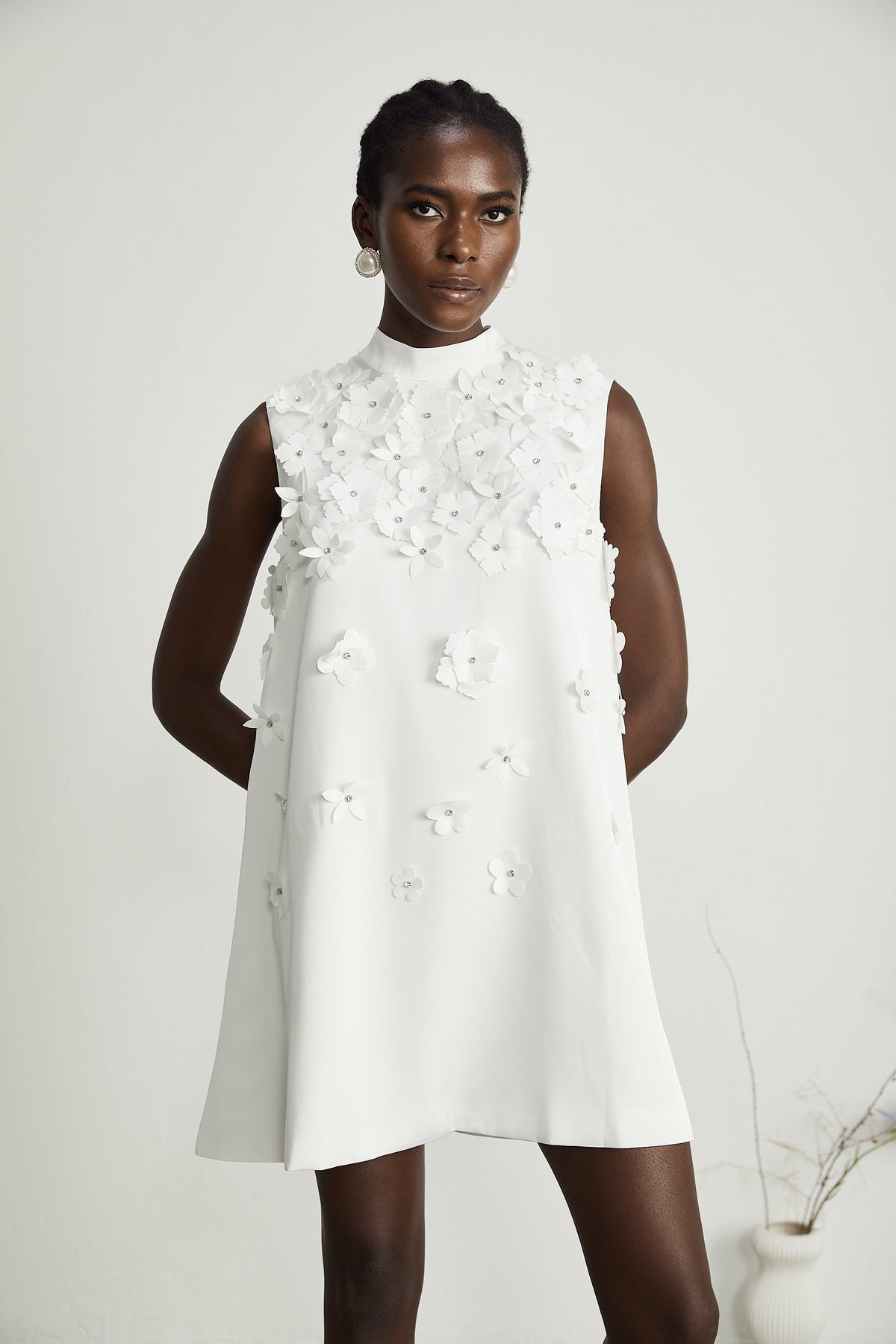 Genevieve faux-flower mini dress (Final Sale-US Only)