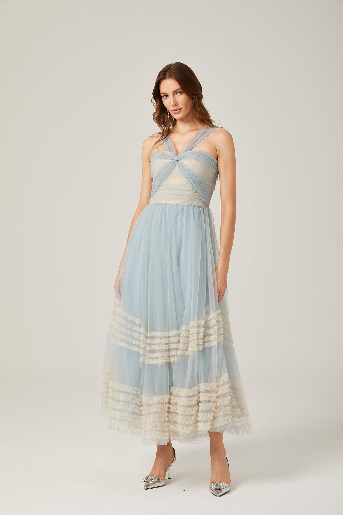Jasmine ruched mesh maxi dress (Final Sale)