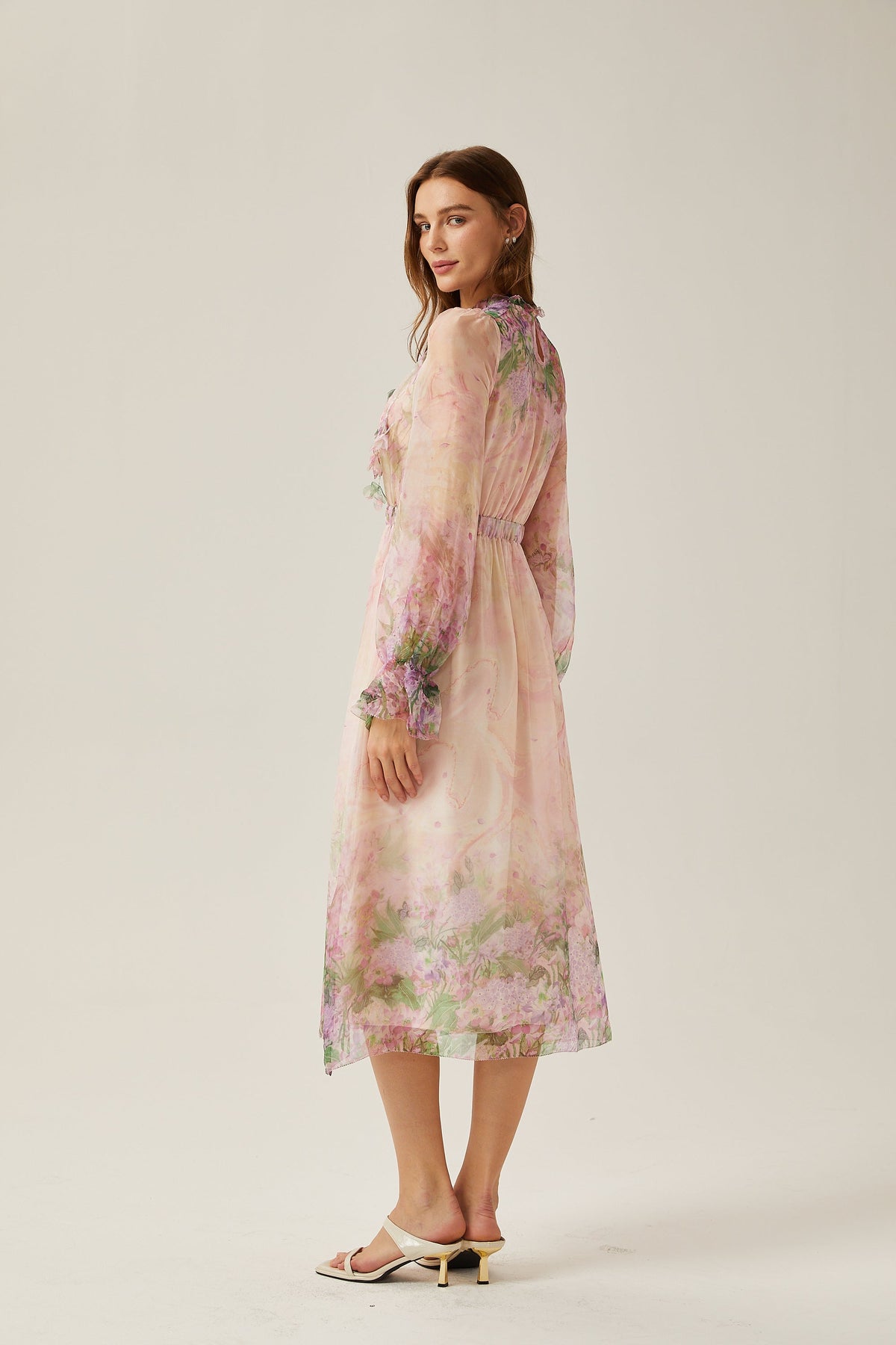 Justine floral-print cinched-waist midi dress (Final Sale-US Only)