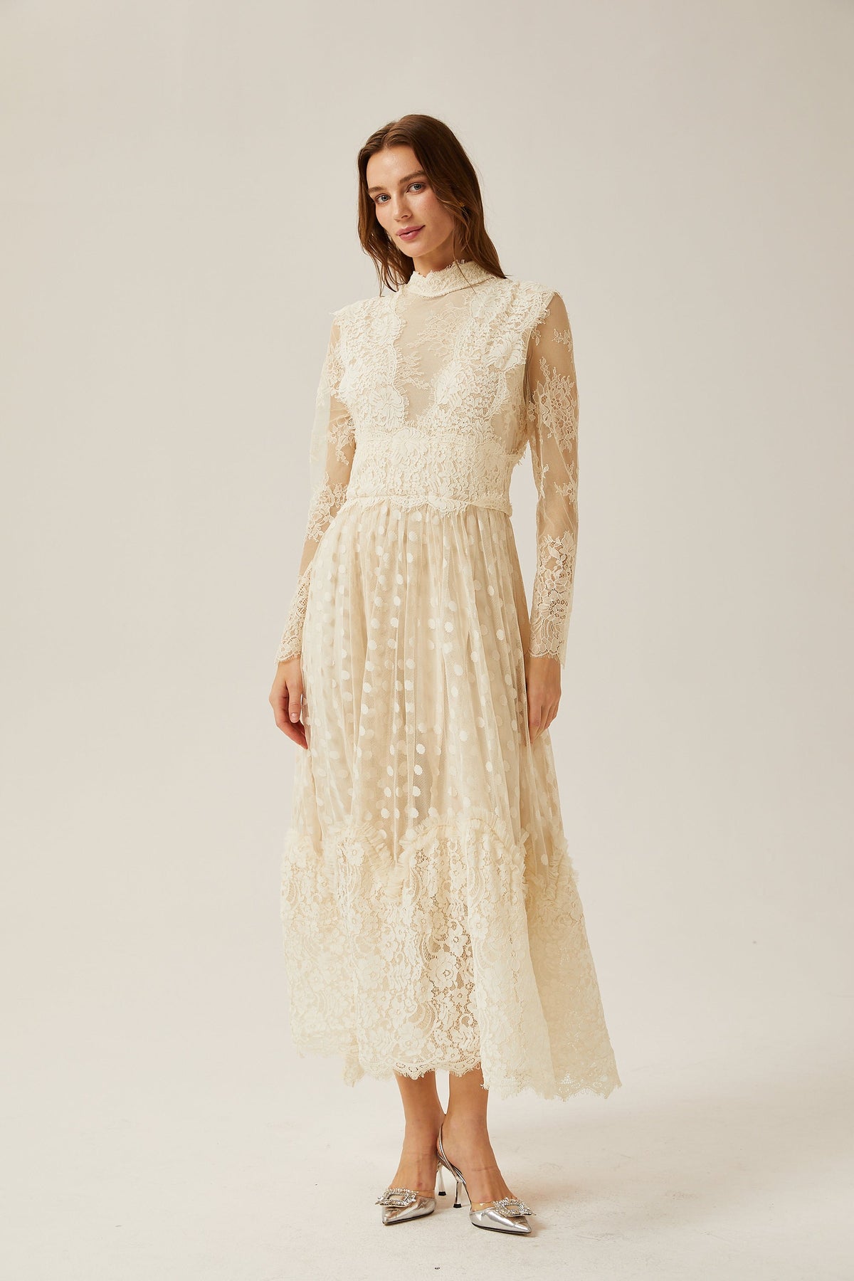 Éliane polka-dot lace-embroidered midi dress (Final Sale-US Only)