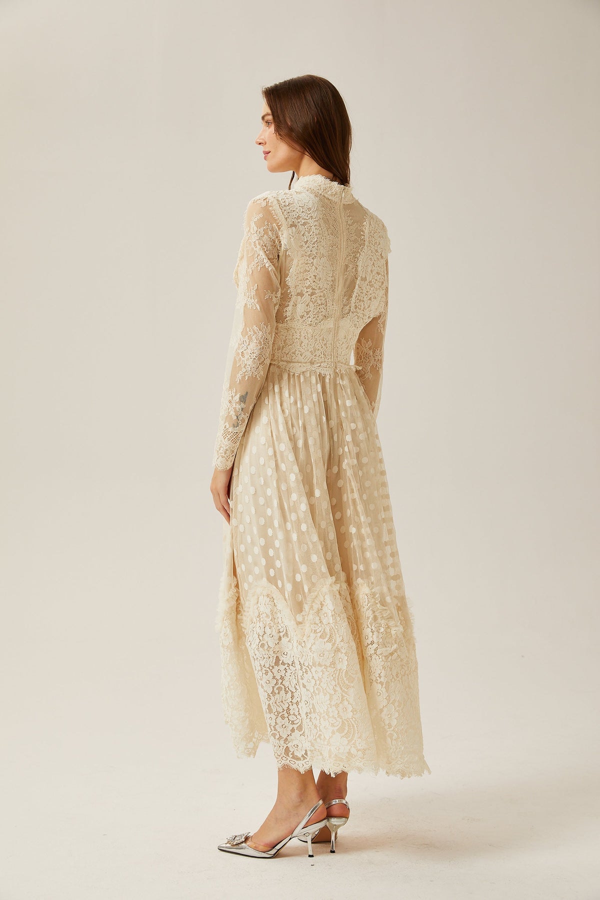 Éliane polka-dot lace-embroidered midi dress (Final Sale-US Only)