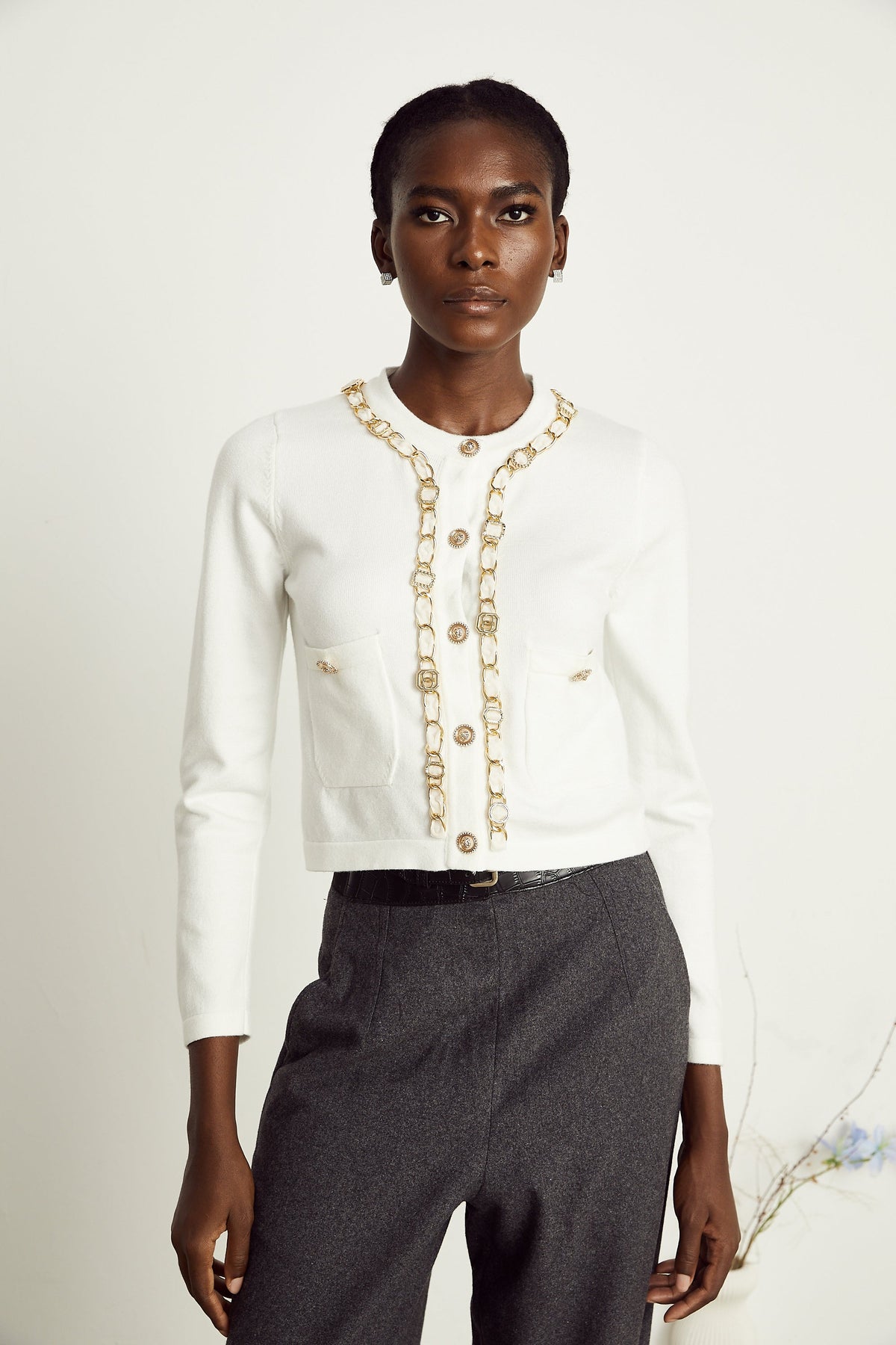 Karine chain-link knitted cardigan (Final Sale-US Only)