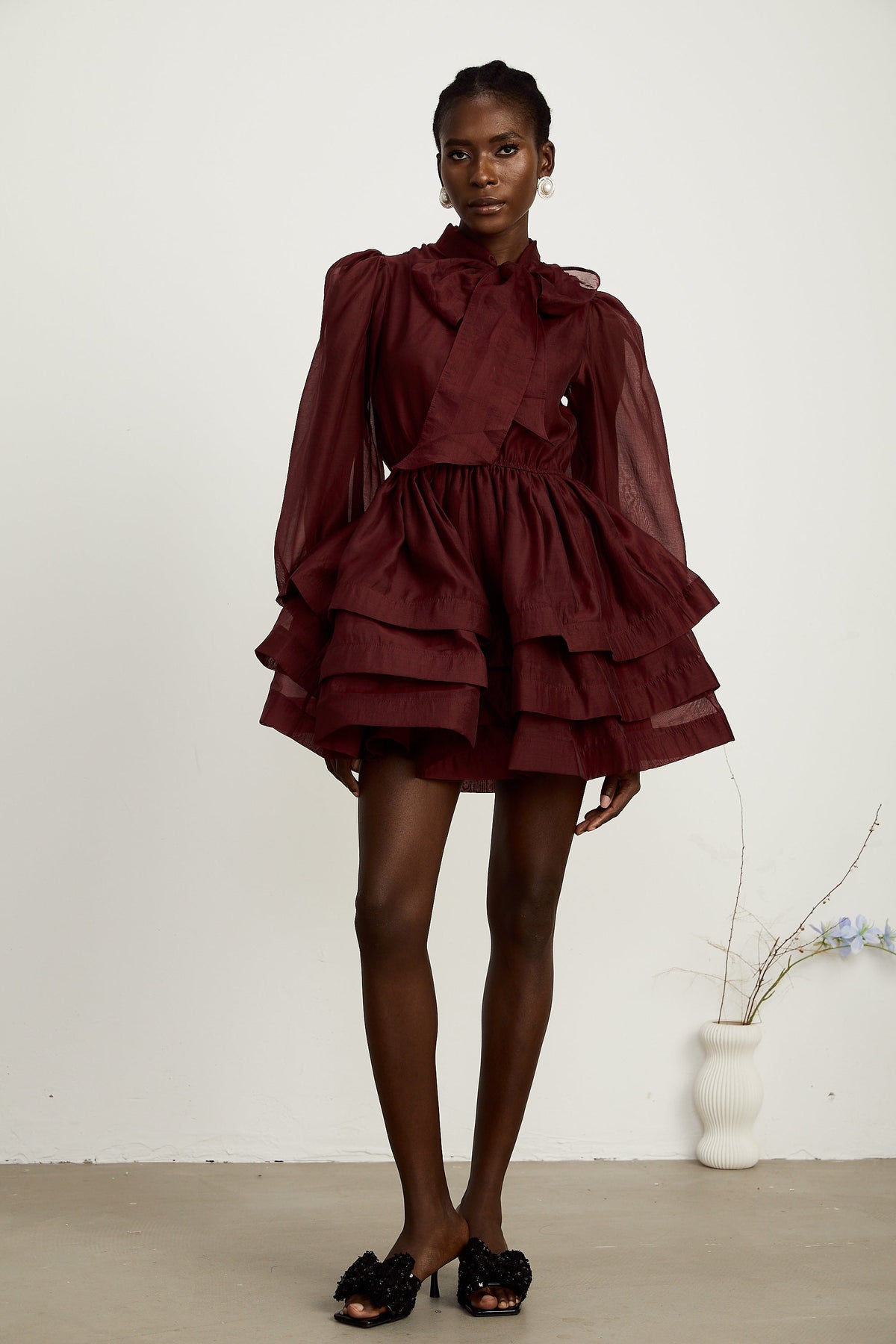 Élodie tiered flared mini dress in Red (Final Sale-US Only)