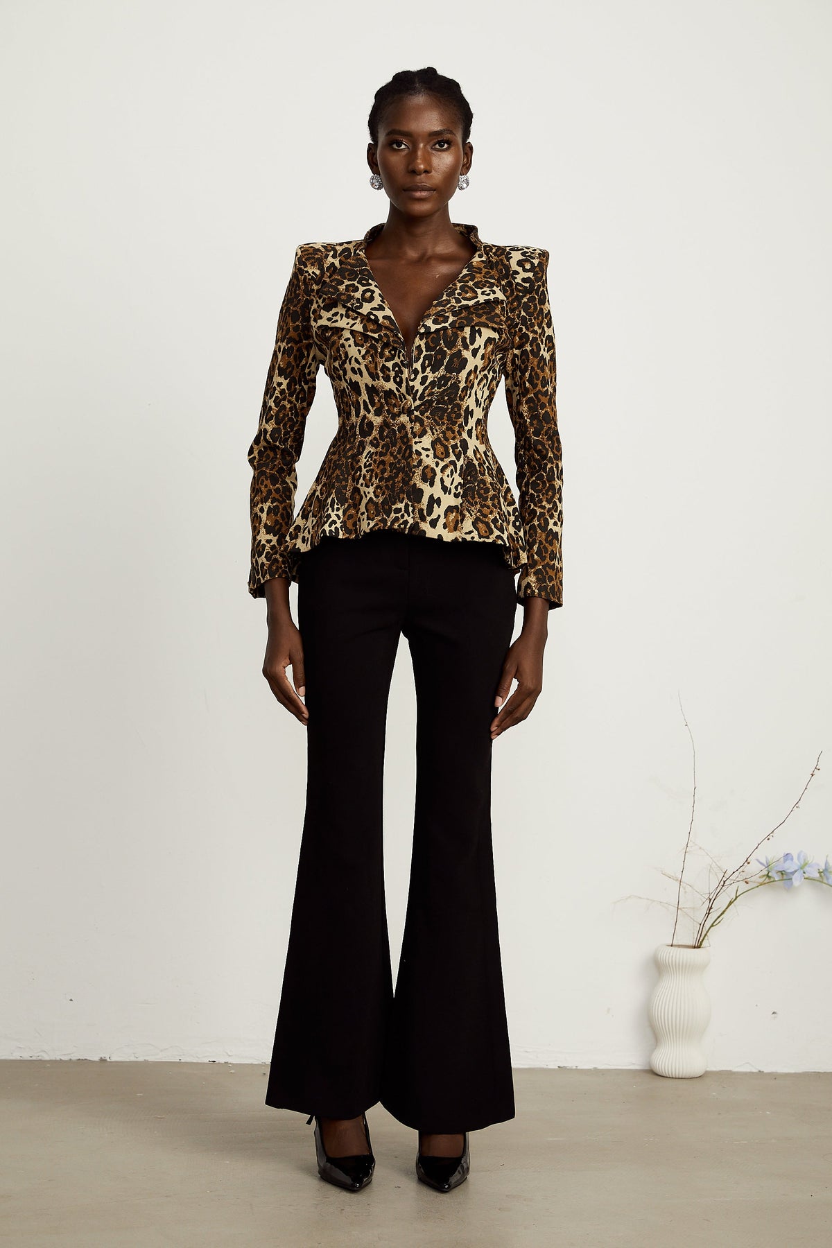 Colette leopard-print double-collar jacket