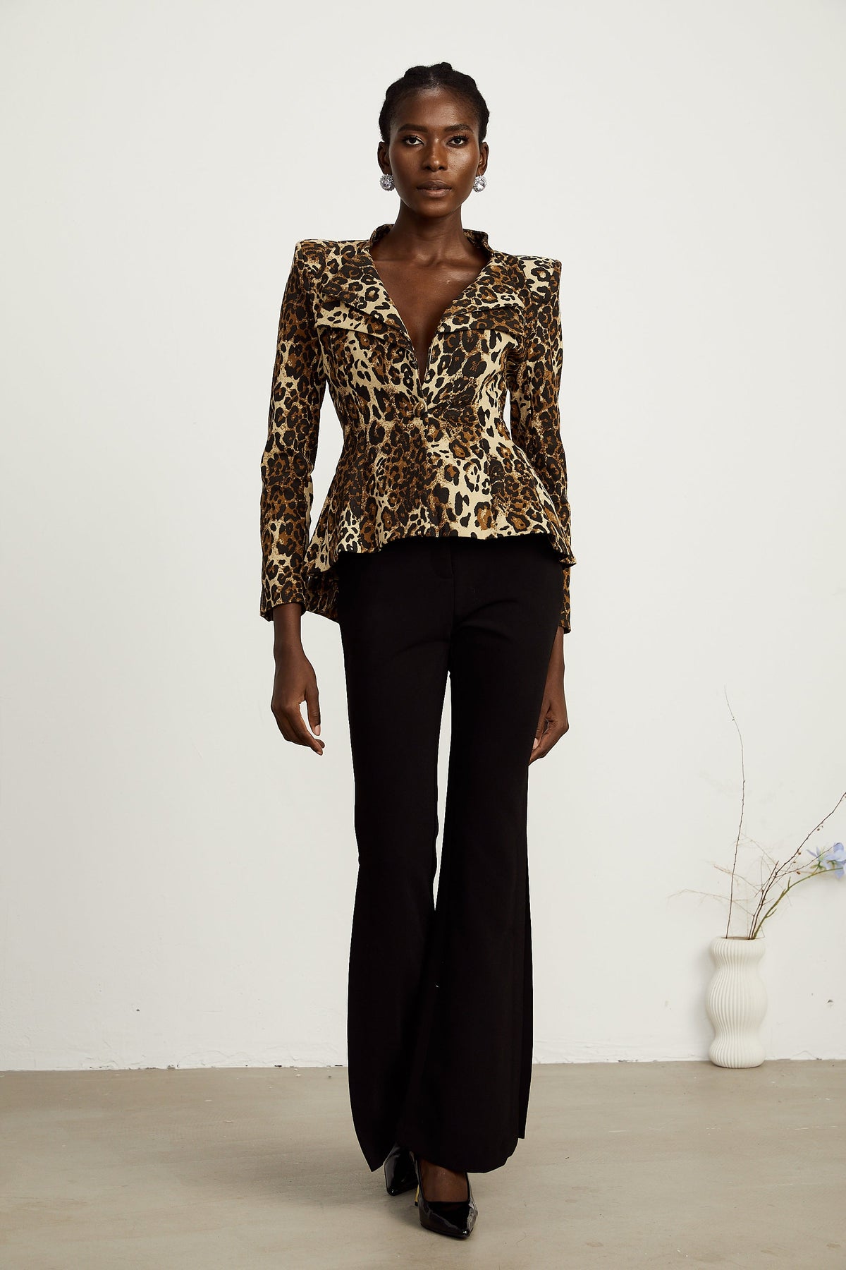 Colette leopard-print double-collar jacket