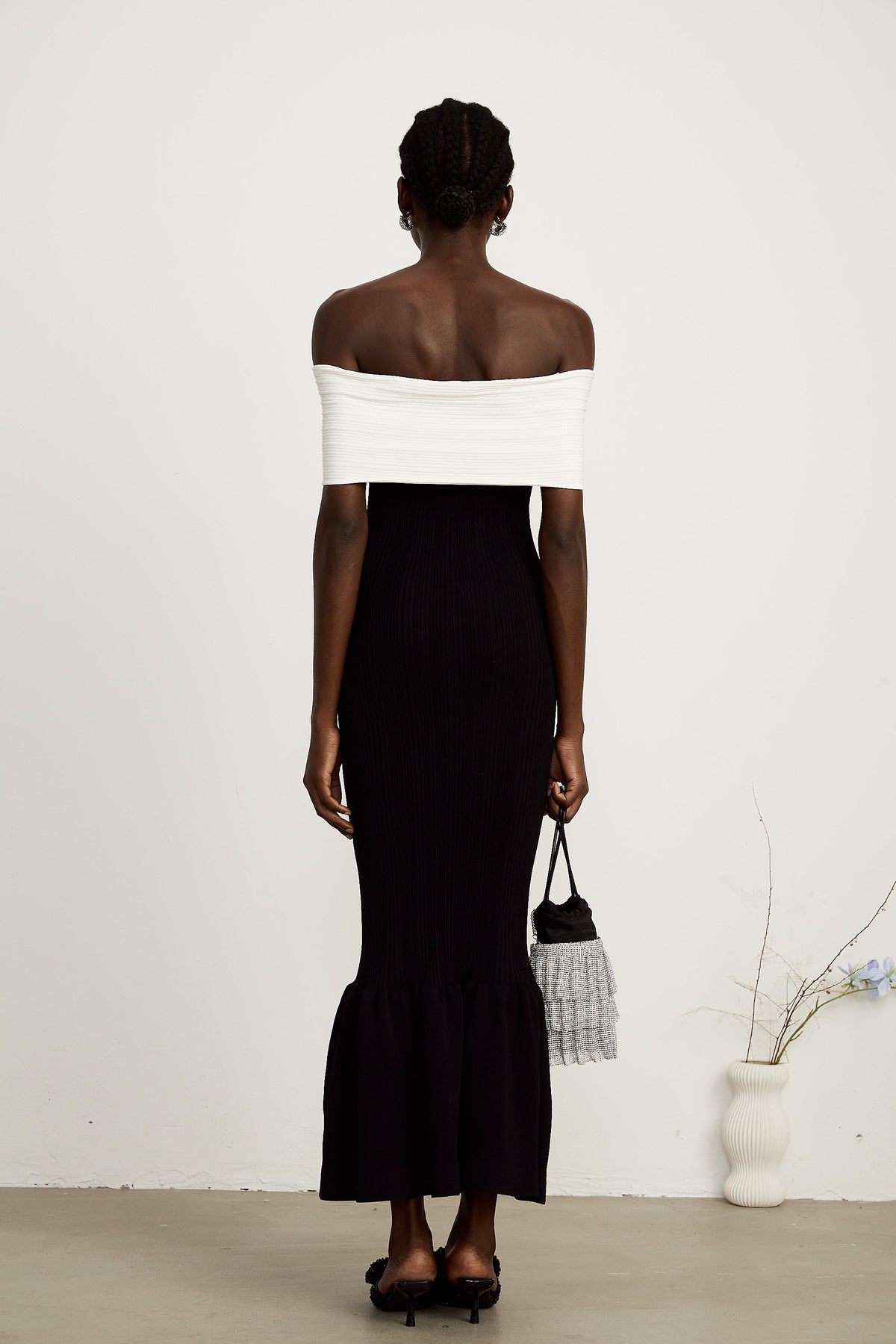 Éliane bow-detail ribbed maxi dress