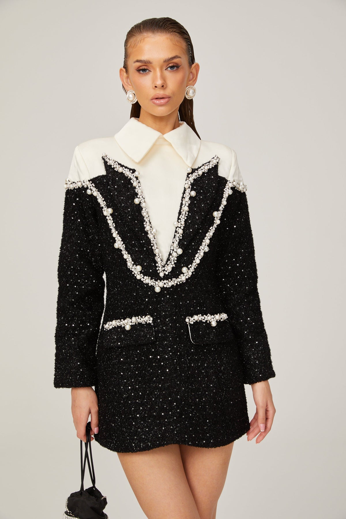 Éléonore faux-pearl tweed mini dress (Final Sale)