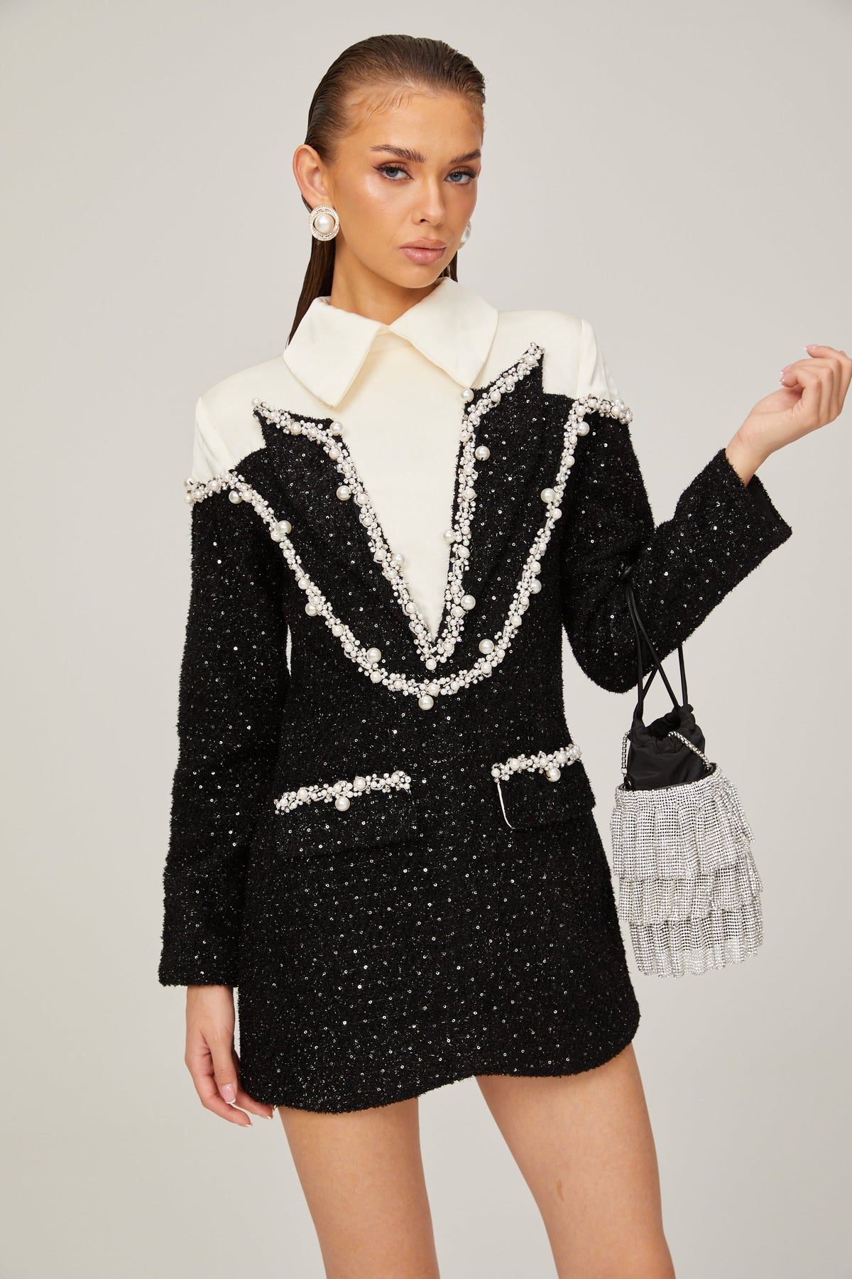 Éléonore faux-pearl tweed mini dress (Final Sale)