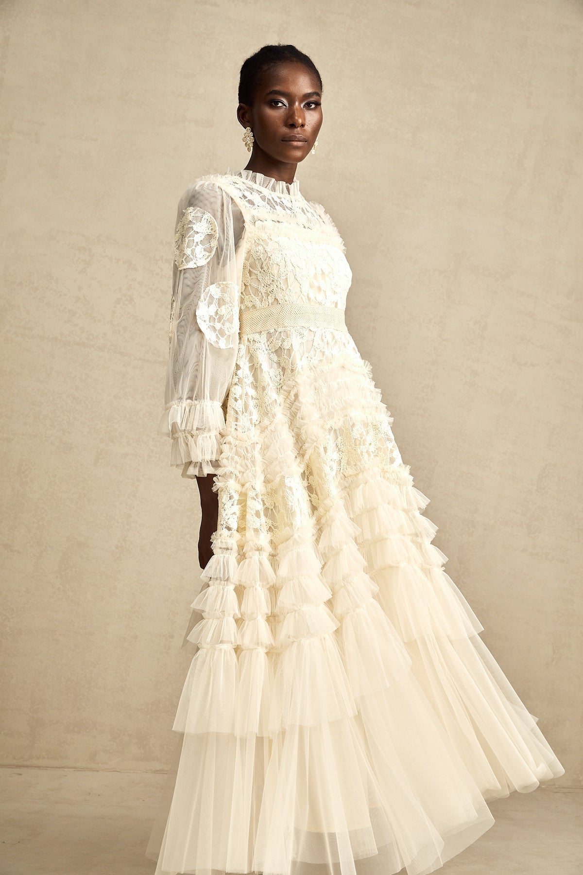 Capucine floral-embroidered layered tulle maxi dress