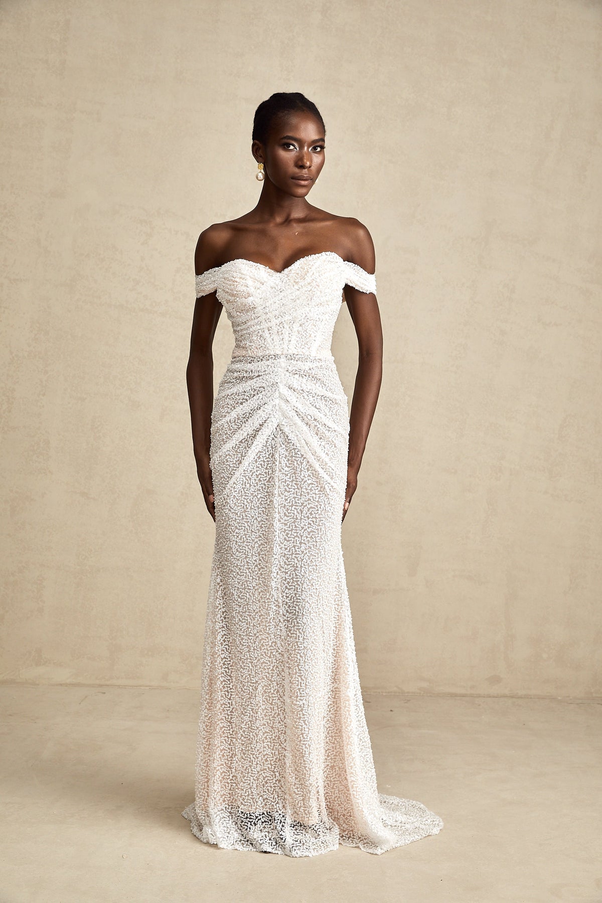 Margot white embellished off-shoulder maxi dress