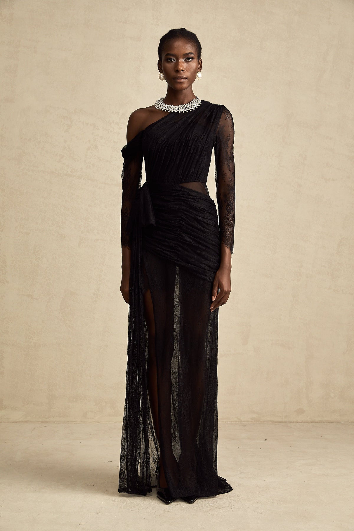 Jeanne black one-shoulder cut-out maxi dress (Final Sale-US Only)