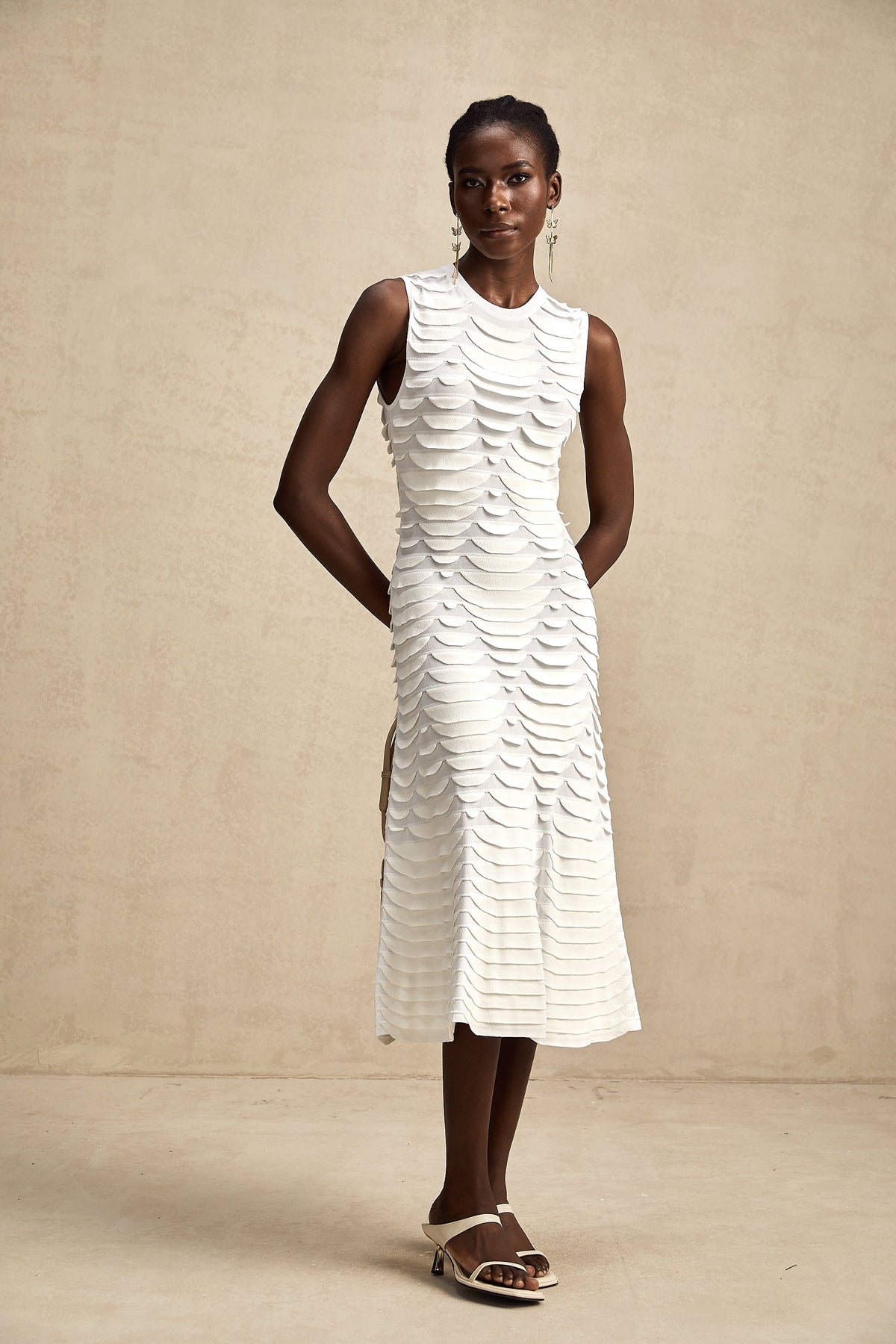 Anna snake-pattern godet midi dress