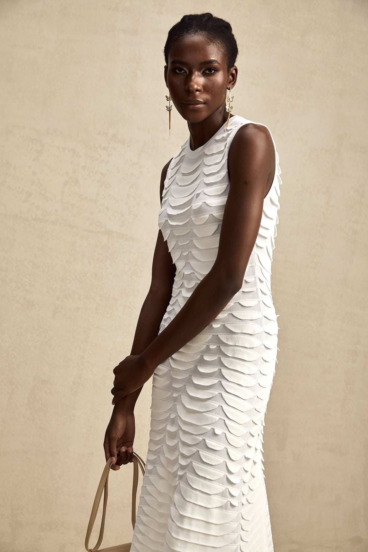 Anna snake-pattern godet midi dress