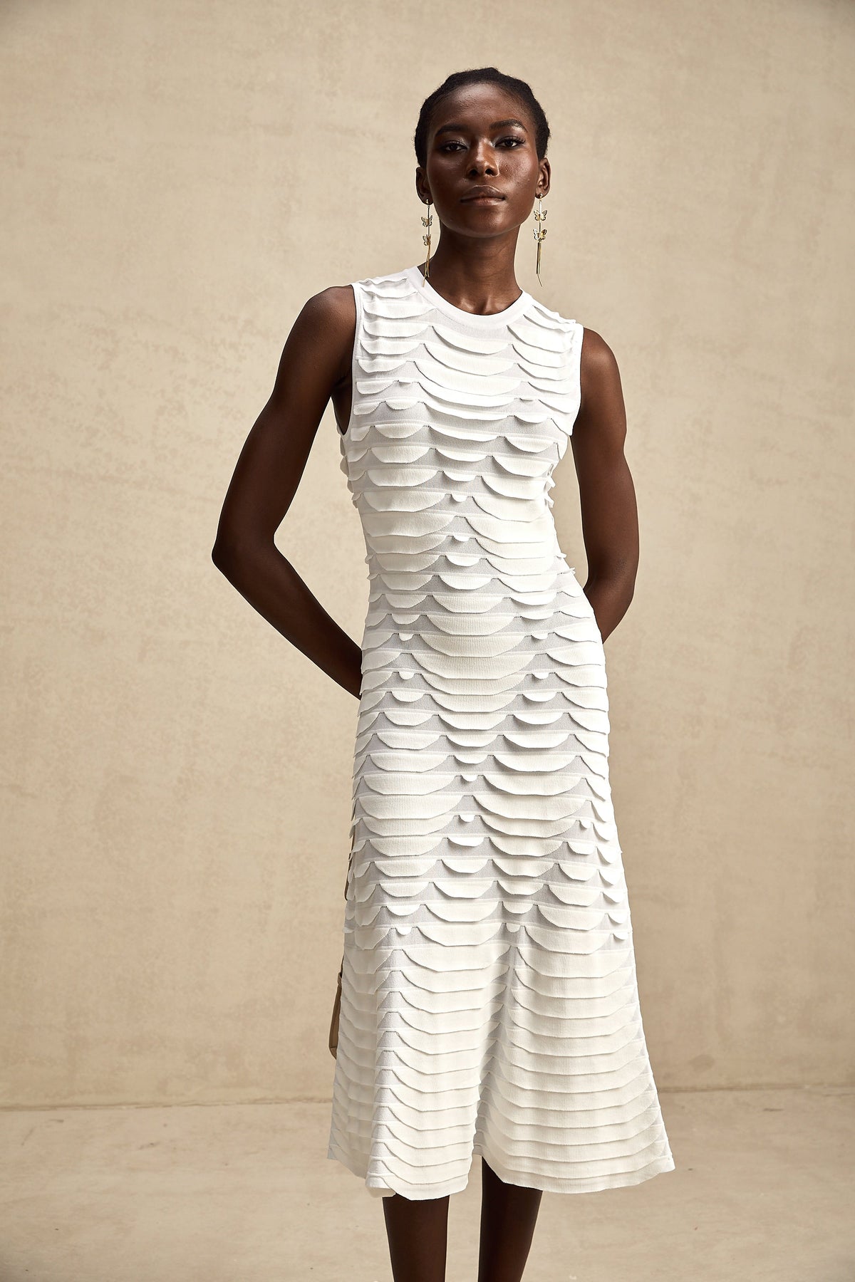 Anna snake-pattern godet midi dress