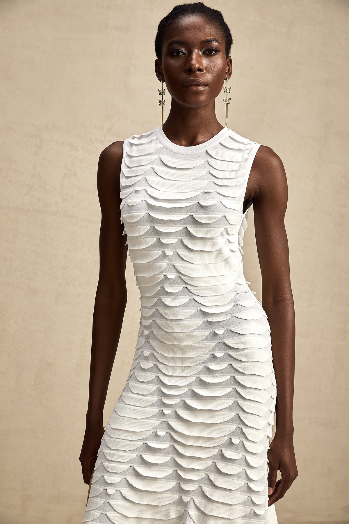 Anna snake-pattern godet midi dress