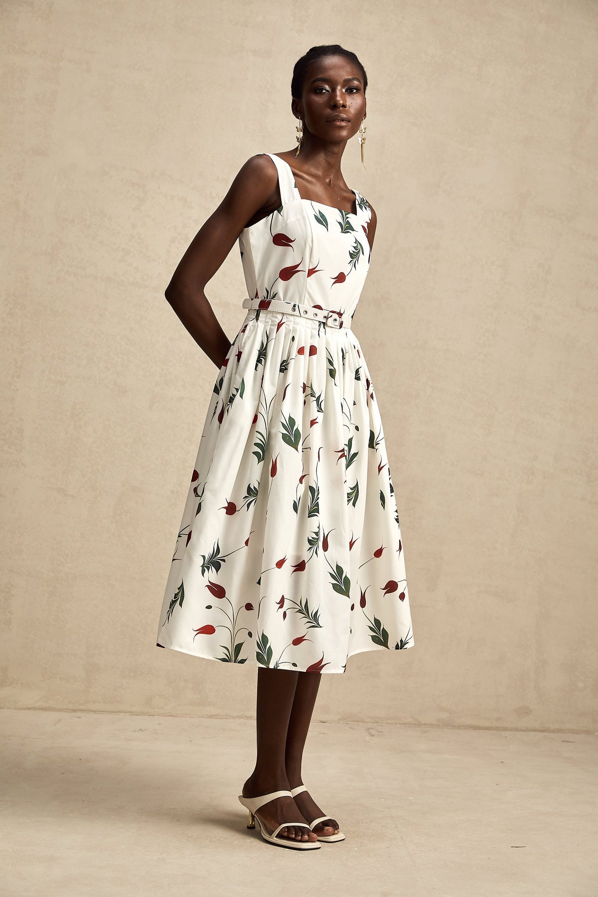 Ginevra floral-print poplin midi dress