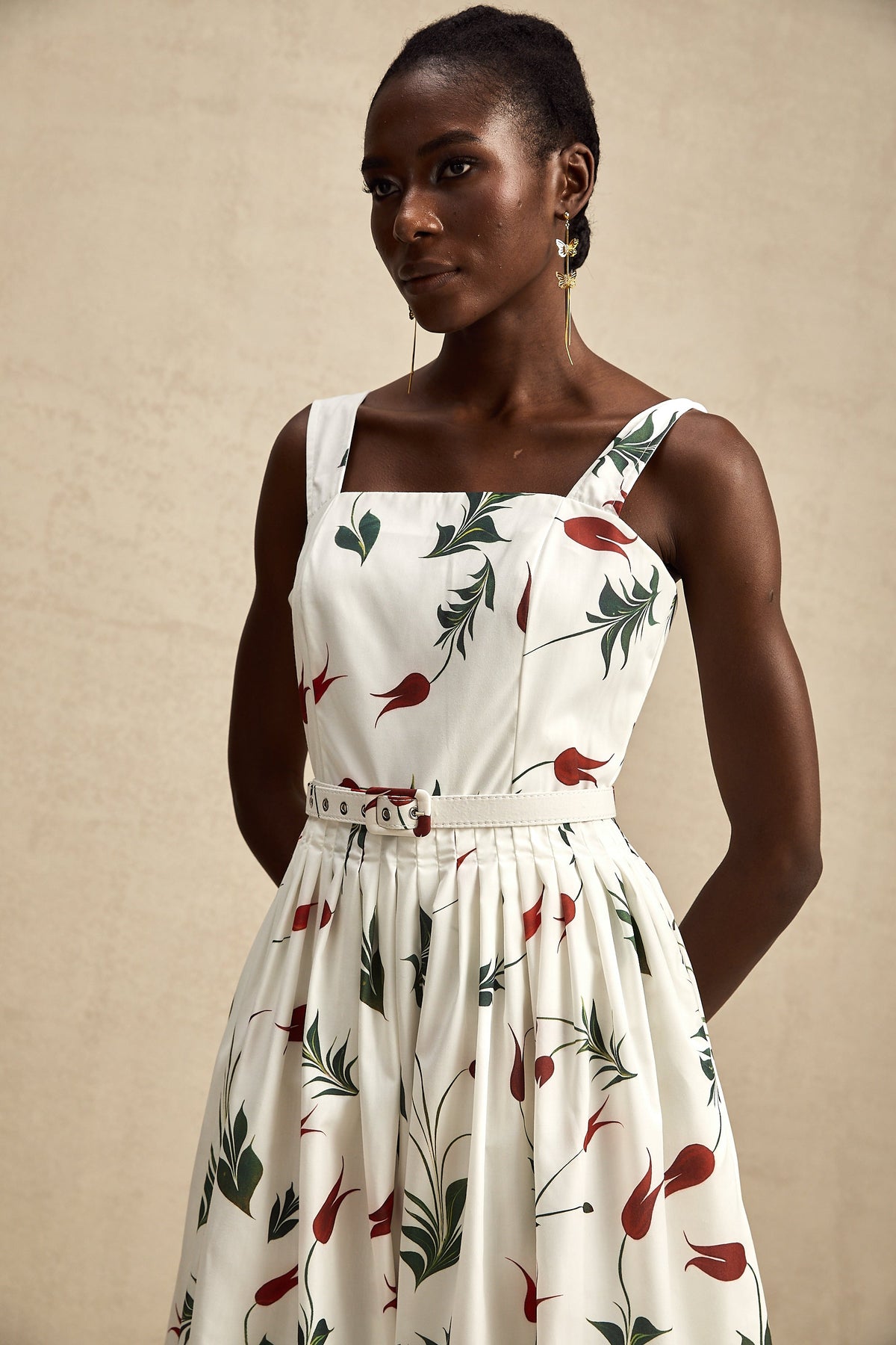 Ginevra floral-print poplin midi dress