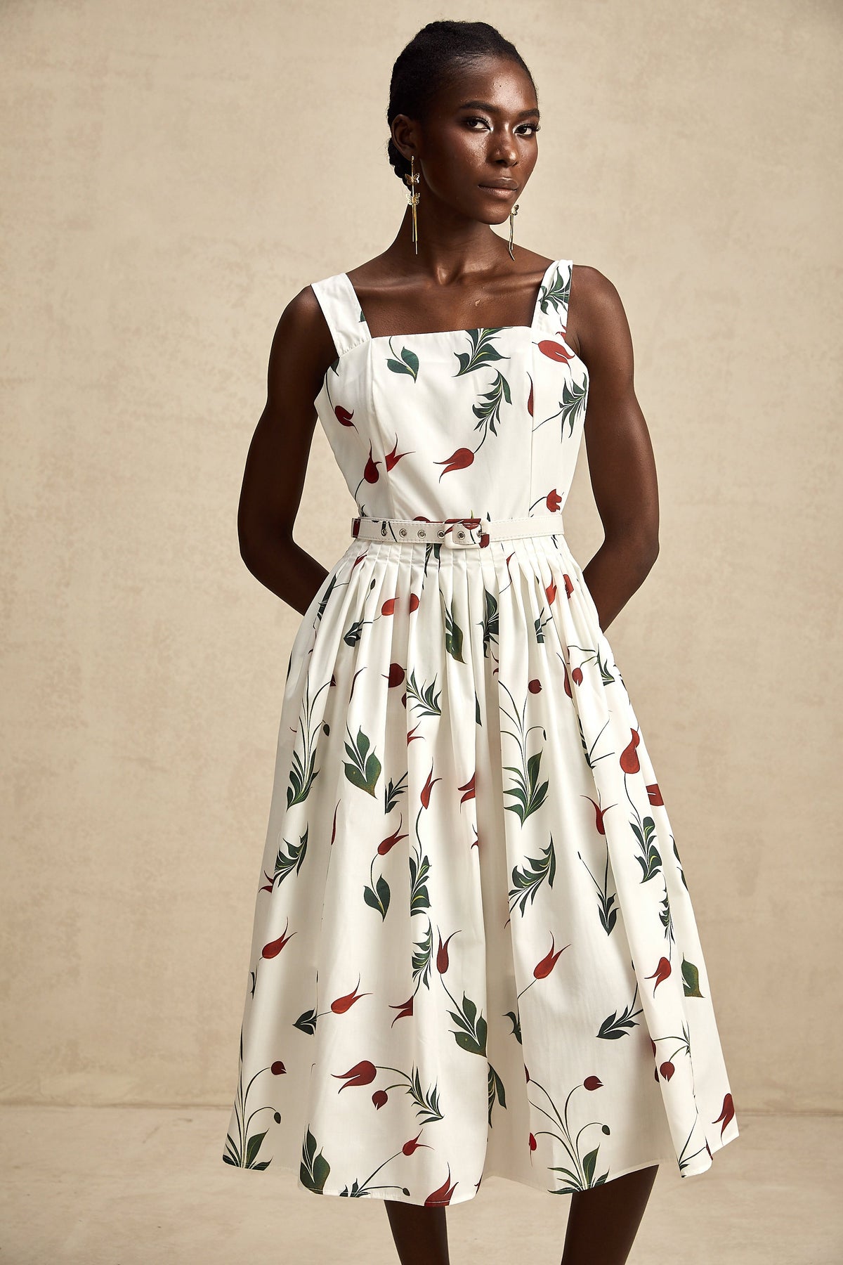 Ginevra floral-print poplin midi dress