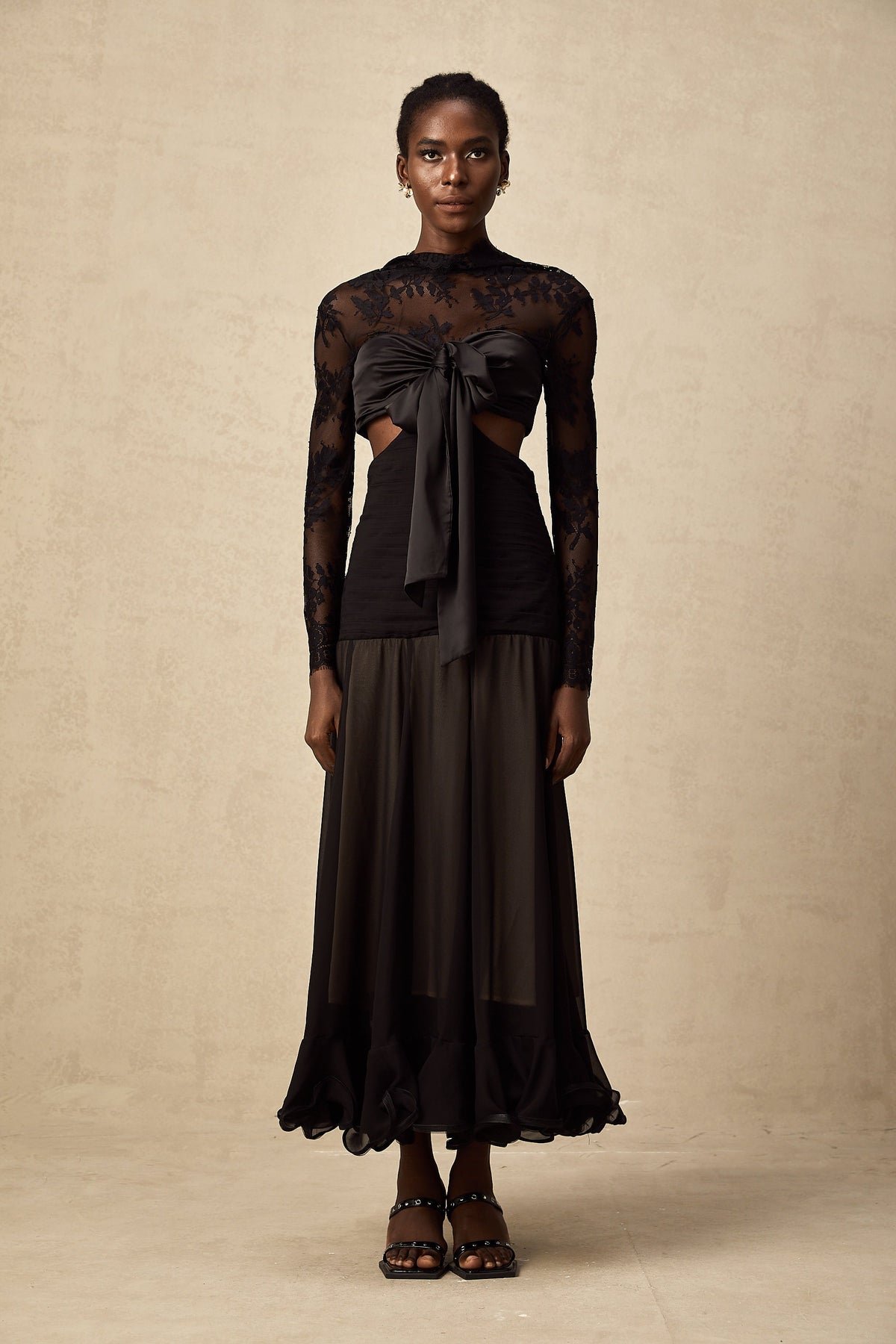 Maïwenn floral-lace panelled maxi dress